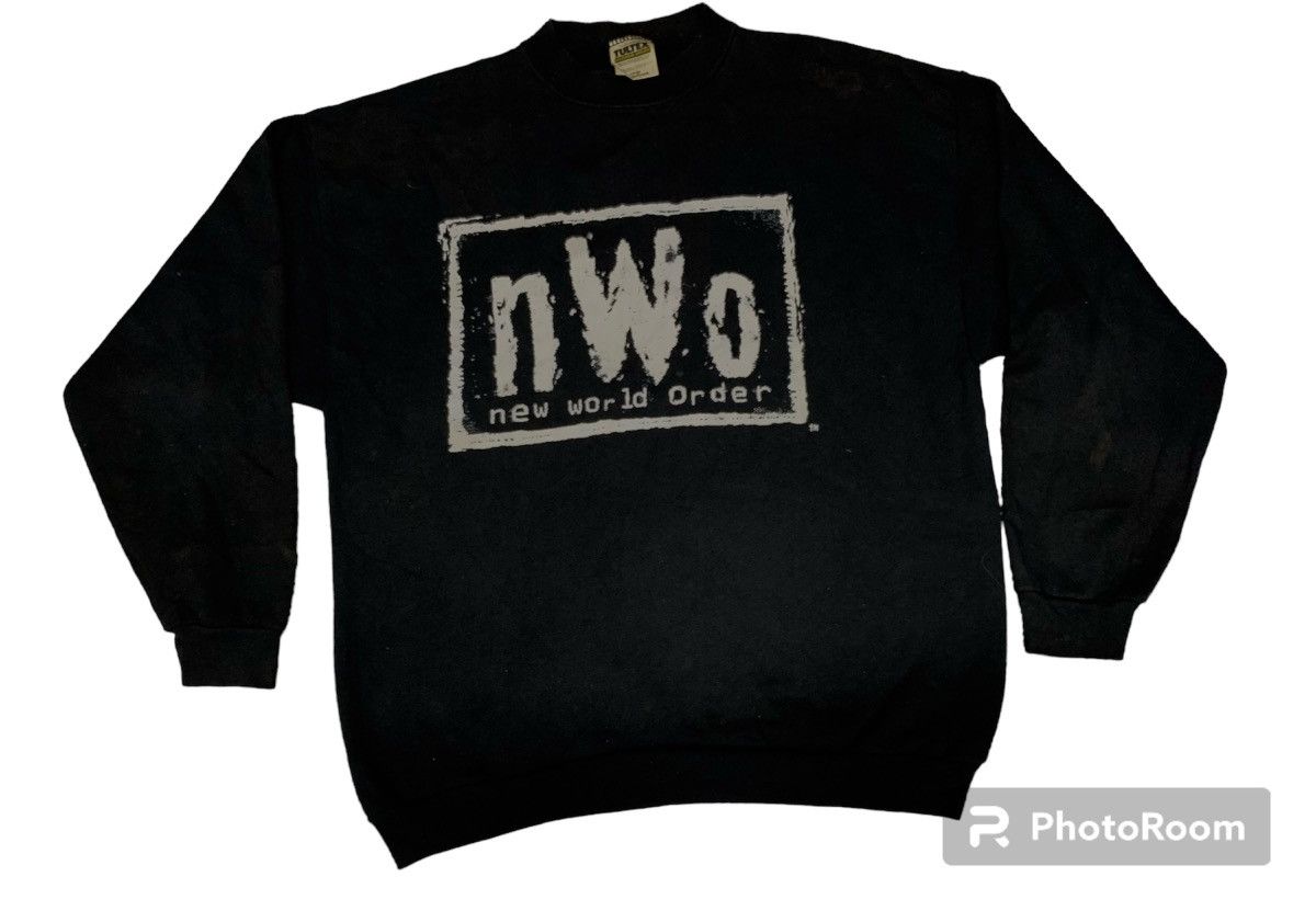 image of Vintage x Wcwnwo 90's Nwo Sweatshirt Overall Faded in Black, Men's (Size Large)