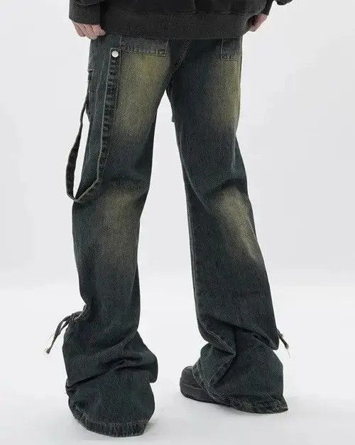 VIBE Unisex Y2K Stacked Baggy Flare Jeans Size US 33 - 3 Thumbnail