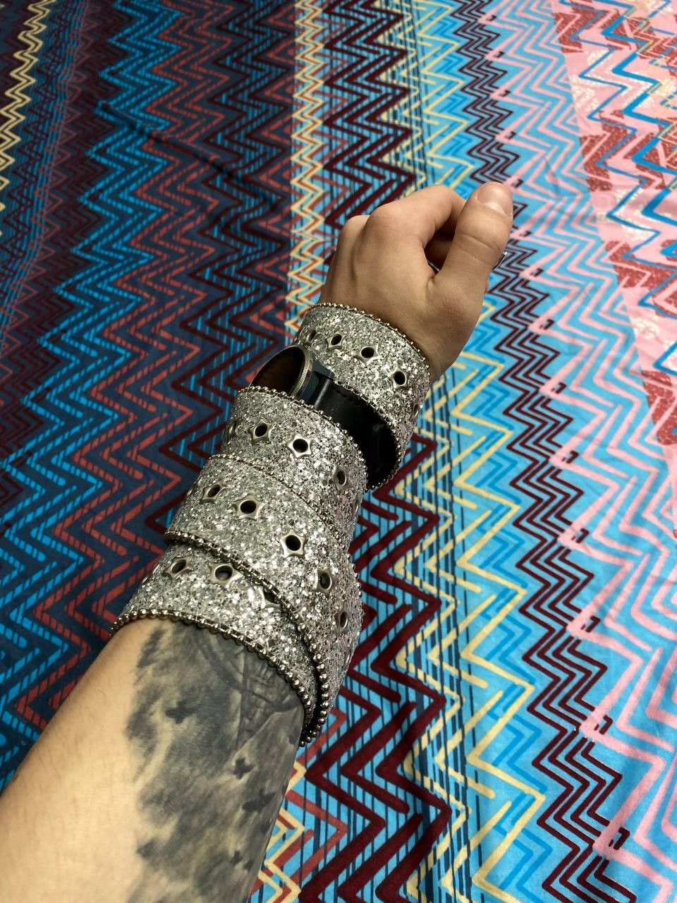 Japanese Brand × Vintage Vintage leather rhinestones belts BB Simon style punk y2k Size ONE SIZE - 7 Thumbnail