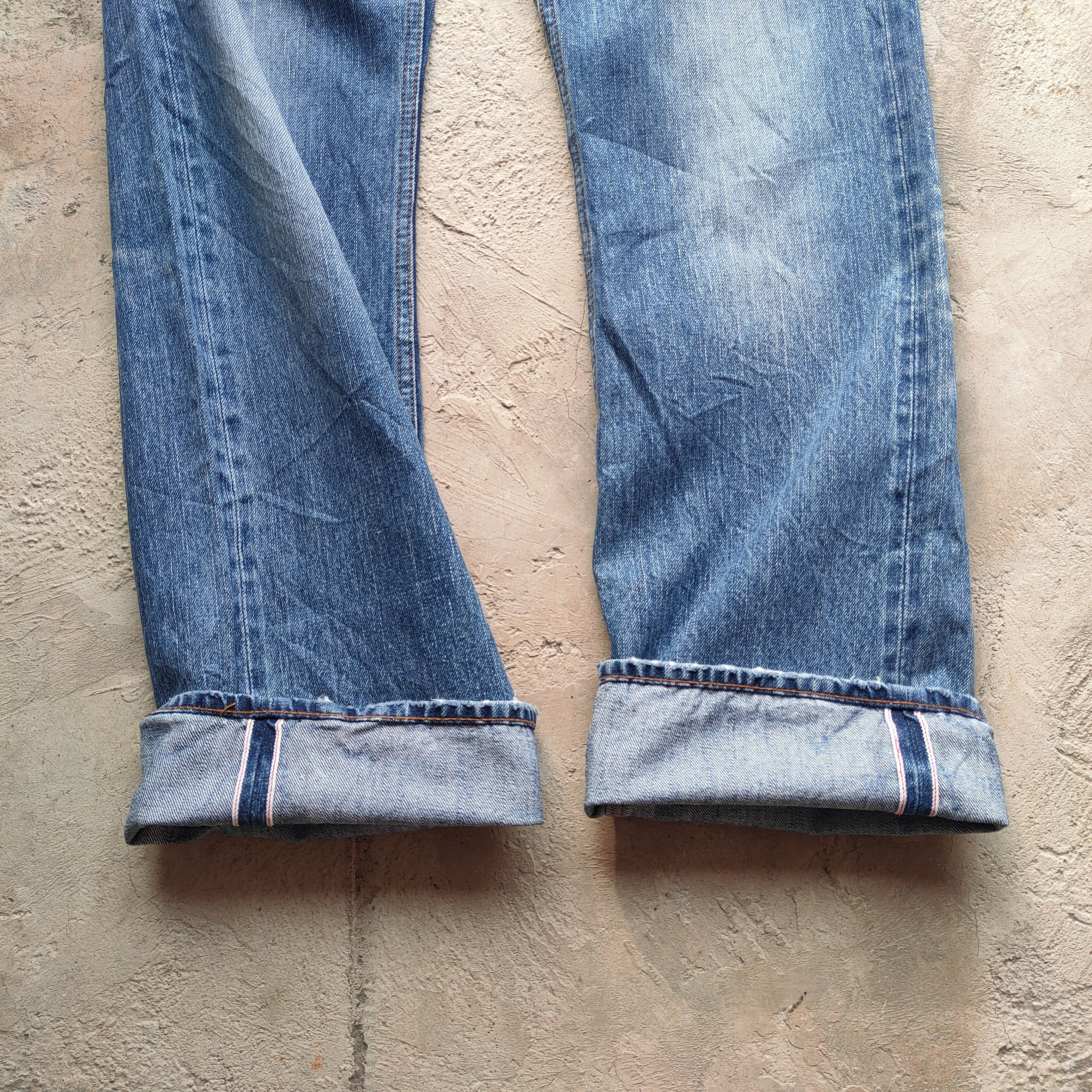 Japanese Brand # VINTAGE JAPANESE FLARE SELVEGE FADED RIPPEP DENIM PANTS Size US 34 / EU 50 - 12 Thumbnail