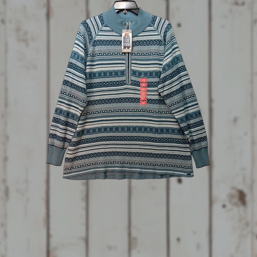 Eddie Bauer NWT Eddie Bauer Sweater Women's 2XL Blue Fair Isle Jacquard 1/2 Zip Breathable Pullover Knit Casual Outdoor Geometric Size XXL / US 16-18 / IT 52-54 - 1 Thumbnail