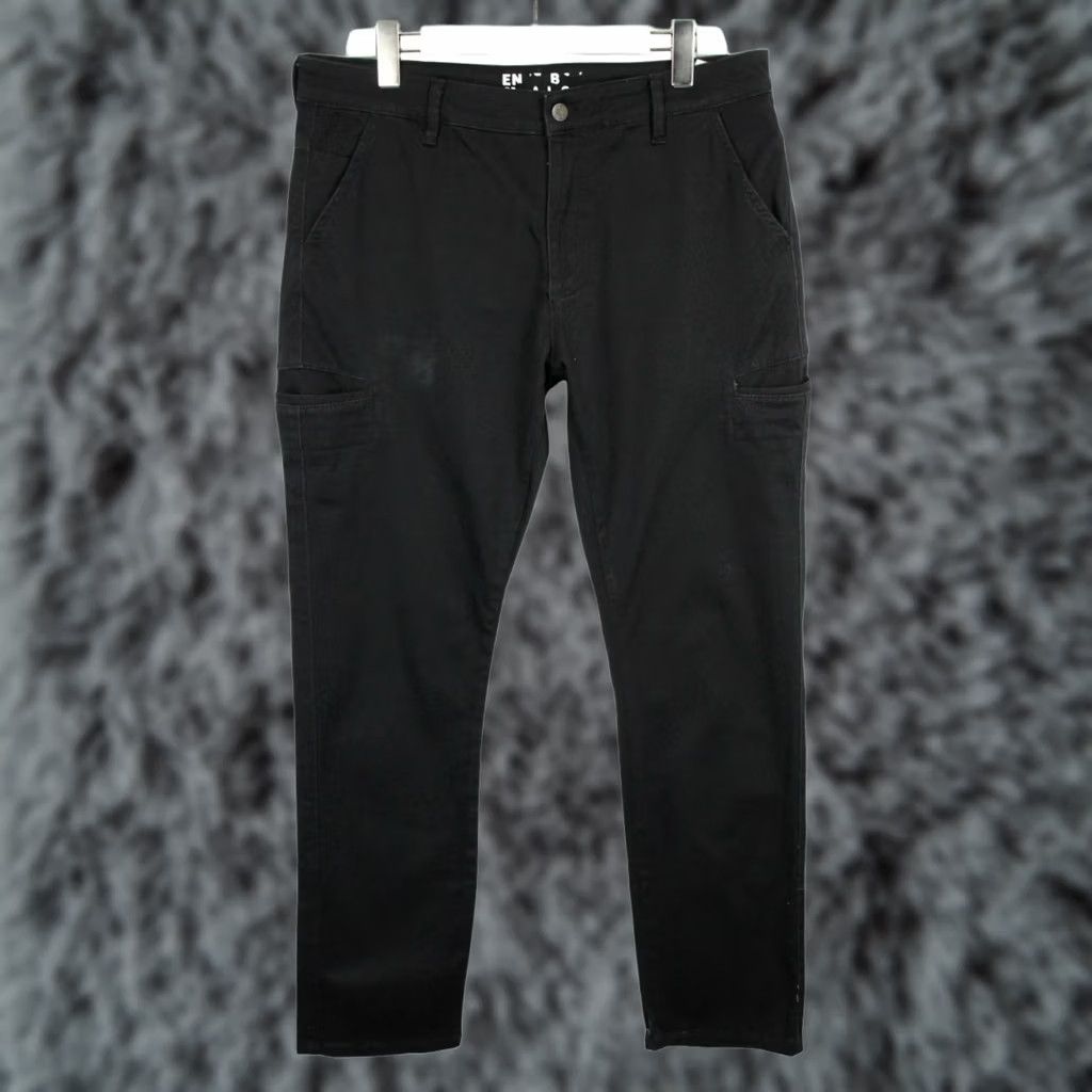 Vintage ENGELBERT STRAUSS Trousers Men's UK 36 Slim Fit Stretchy Zip Fly Black Size US 36 / EU 52 - 1 Thumbnail