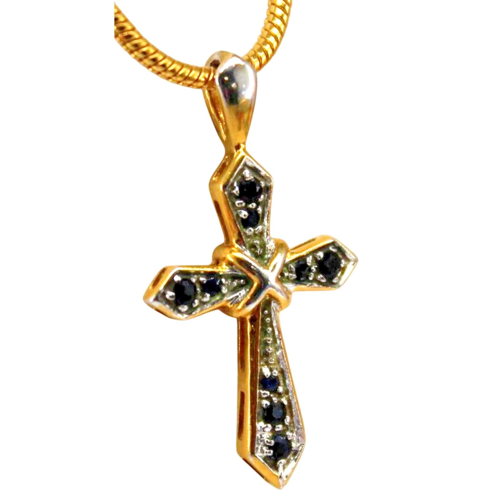 Other JC Dark Blue Spinel Cross & Monet Snake Chain Pendant Golden Size ONE SIZE - 1 Thumbnail