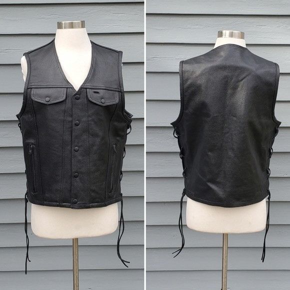 Z1R Moto Gaucho Conceal Carry CCW Black Leather Vest