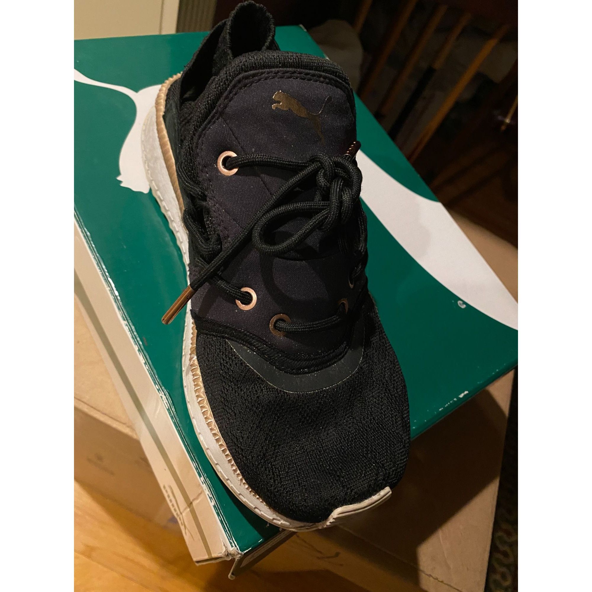 Puma PUMA Tsugi Shinsei Metallic Black Rose Gold Running Shoe Wom Size US 8 / IT 38 - 4 Thumbnail