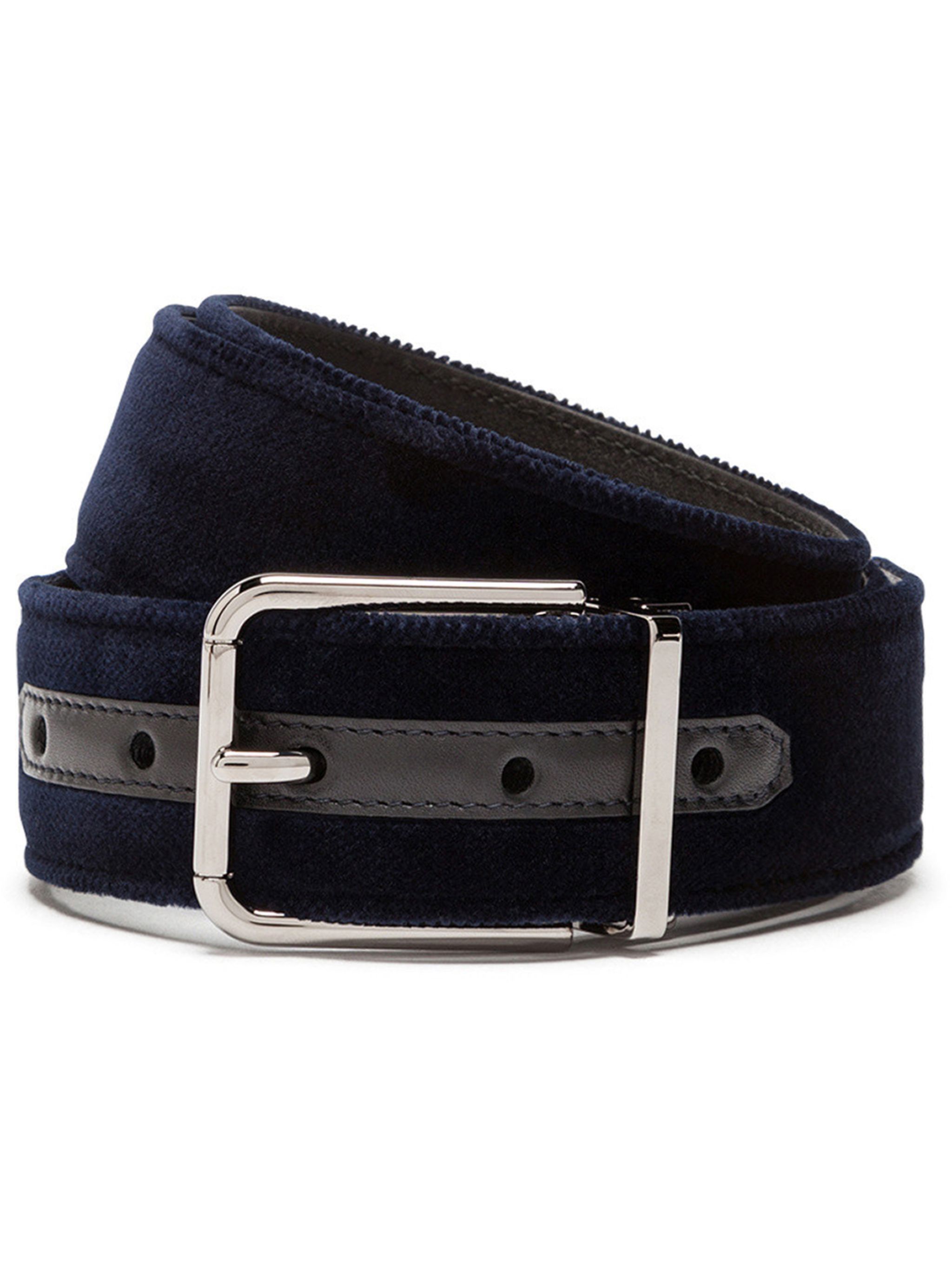 Dolce & Gabbana o1y0125 Size : 36 / Velvet Belt in Navy Blue Size 36 - 1 Thumbnail