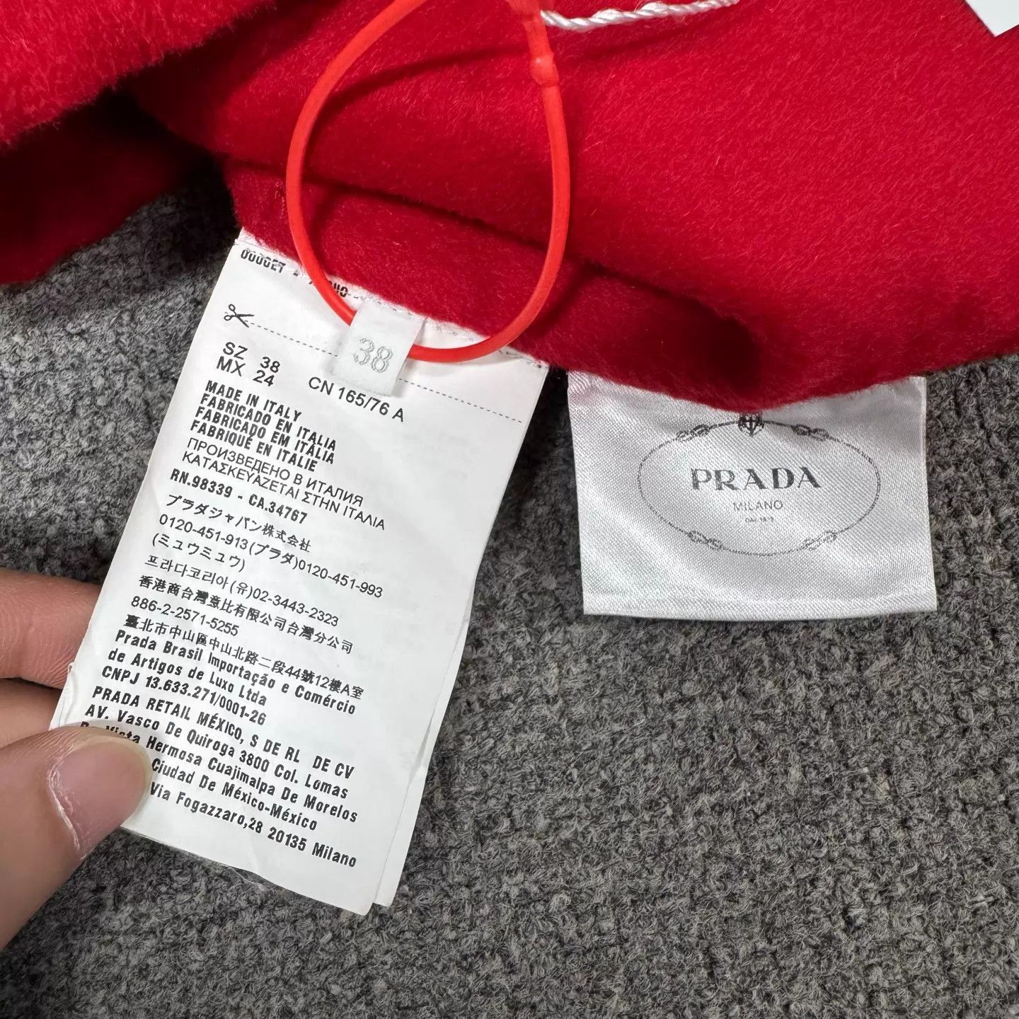Prada Prada Red Hooded Triangle Logo Wool Angora Jacket Size XS / US 0-2 / IT 36-38 - 6 Thumbnail