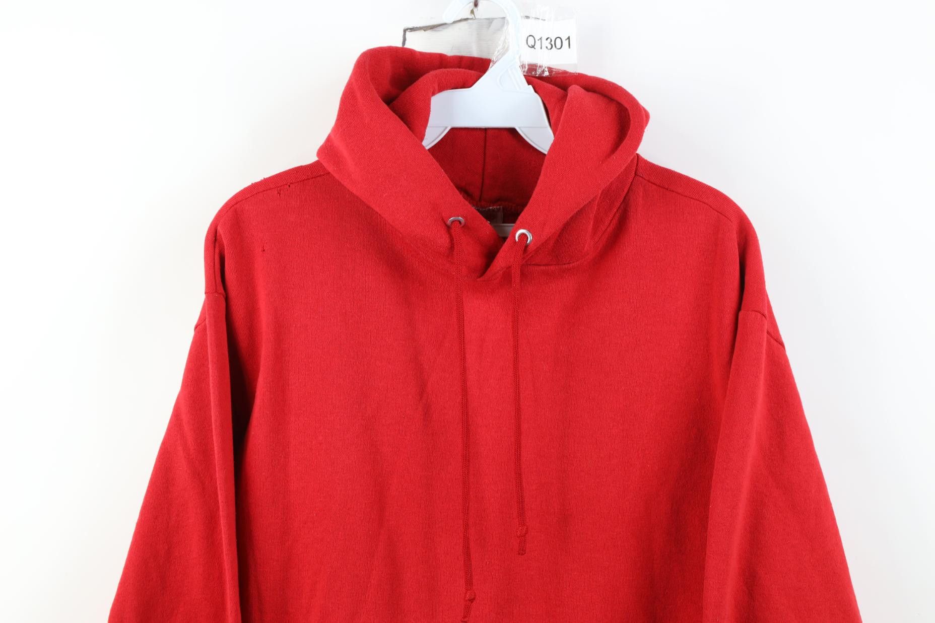 Vintage Vintage 80s 90s Streetwear Blank Hoodie Sweatshirt Red USA Size US L / EU 52-54 / 3 - 2 Thumbnail