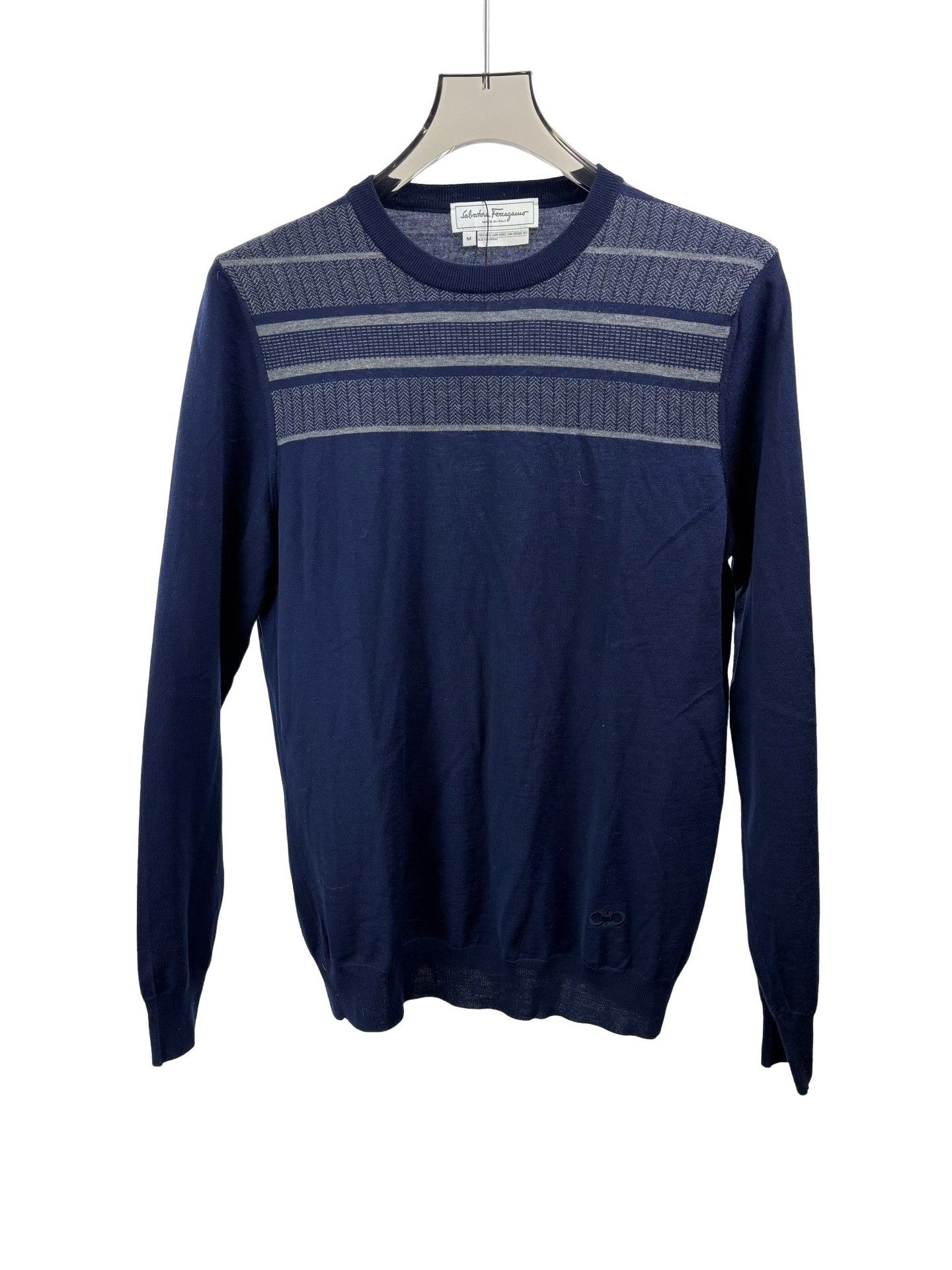 Salvatore Ferragamo Ferragamo Wool Patterned Striped Sweater M Size US M / EU 48-50 / 2 - 1 Thumbnail