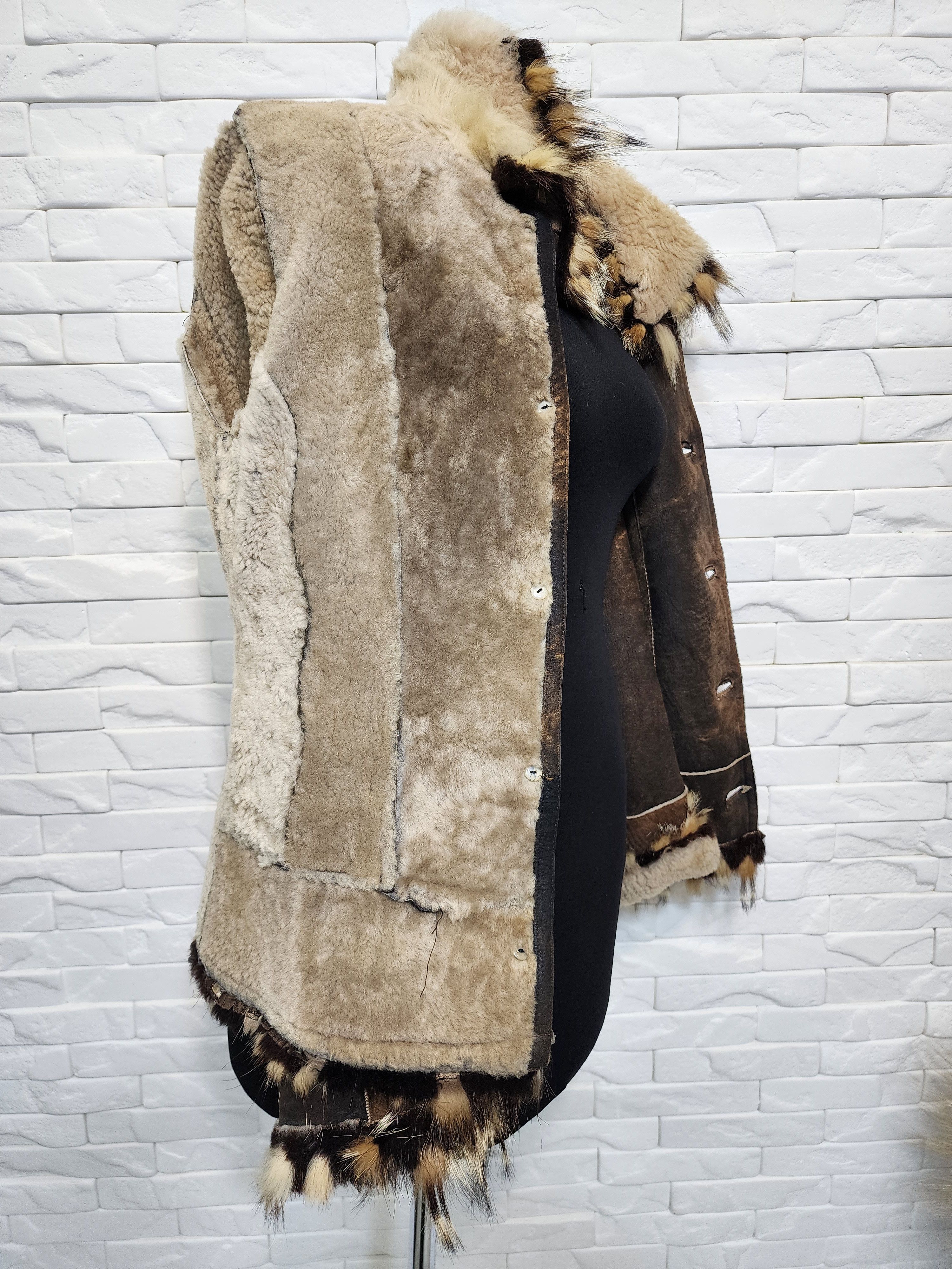 Genuine Leather Brown Sheepskin Coat: Women's Genuine Fur, Multi-Fur Collar Size M / US 6-8 / IT 42-44 - 8 Thumbnail