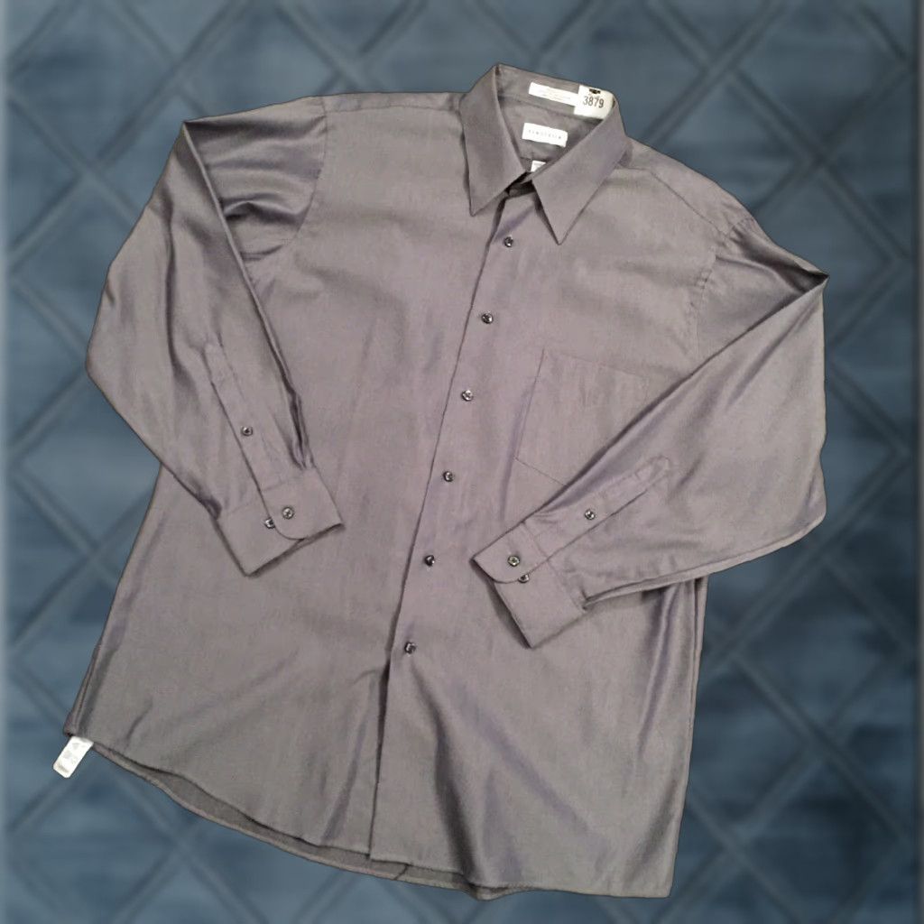 Van Heusen VAN HEUSEN Button-Up Shirt Mens L Gray Long Sleeve Textured Size US L / EU 52-54 / 3 - 1 Thumbnail