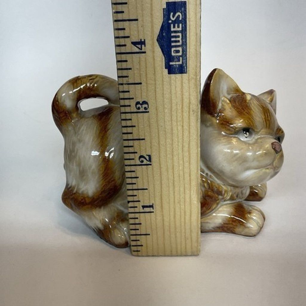 The Unbranded Brand VTG Cat Ceramic Glazed Striped Cat Crouch Laying Down Kitten Size ONE SIZE - 3 Thumbnail