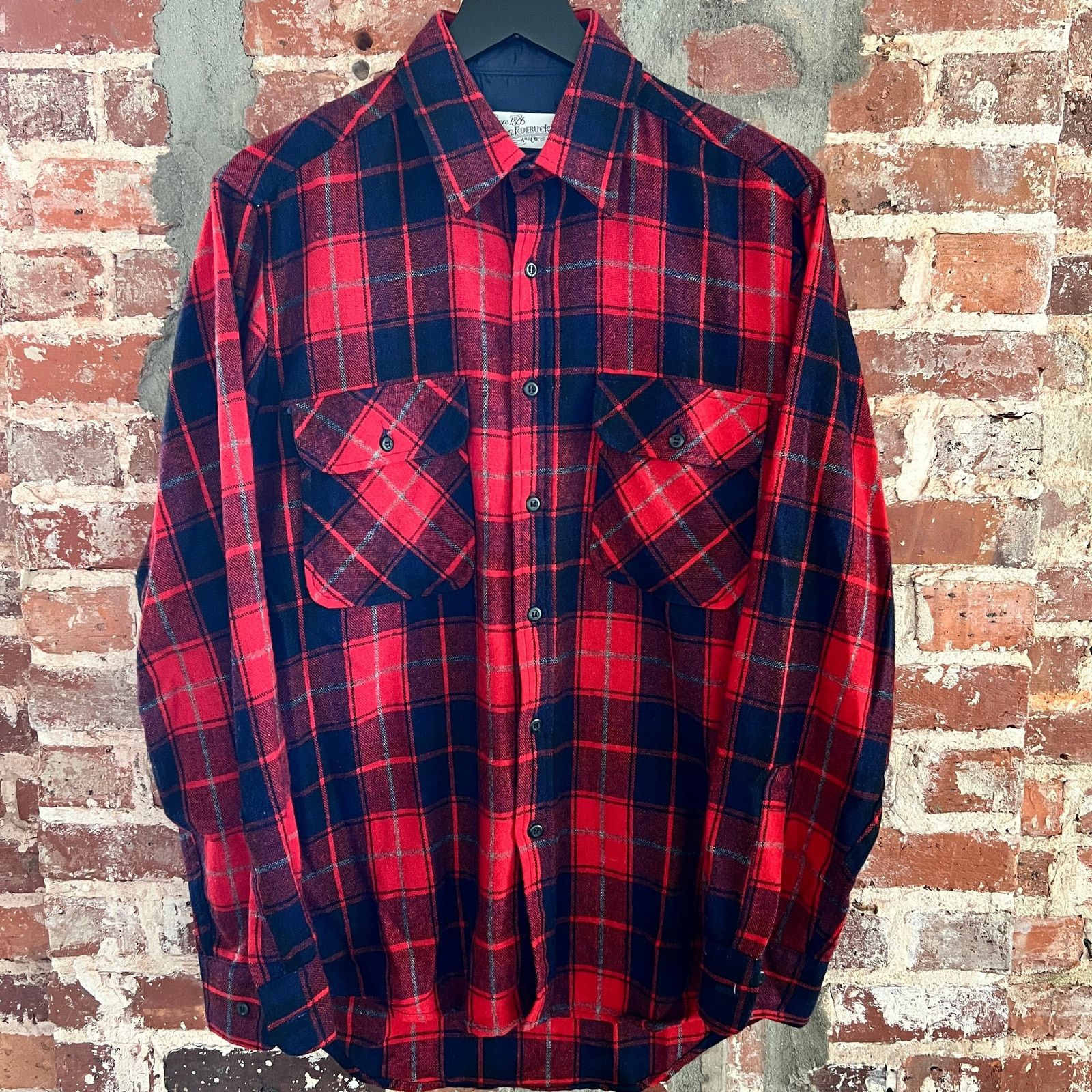 Sears VTG Sears Roebuck Men's Red Plaid Flannel LS Shirt M 22x28 Size US M / EU 48-50 / 2 - 2 Thumbnail