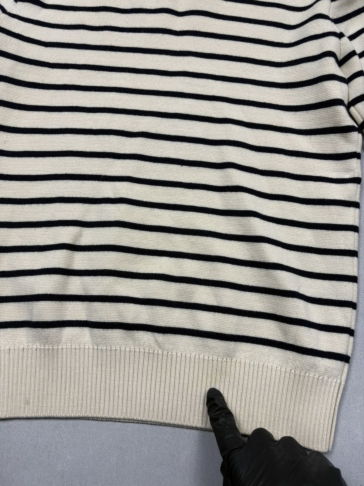 AMI AMI Merino Wool Striped Knit Sweater Button Shoulder Breton Size M / US 6-8 / IT 42-44 - 24 Thumbnail