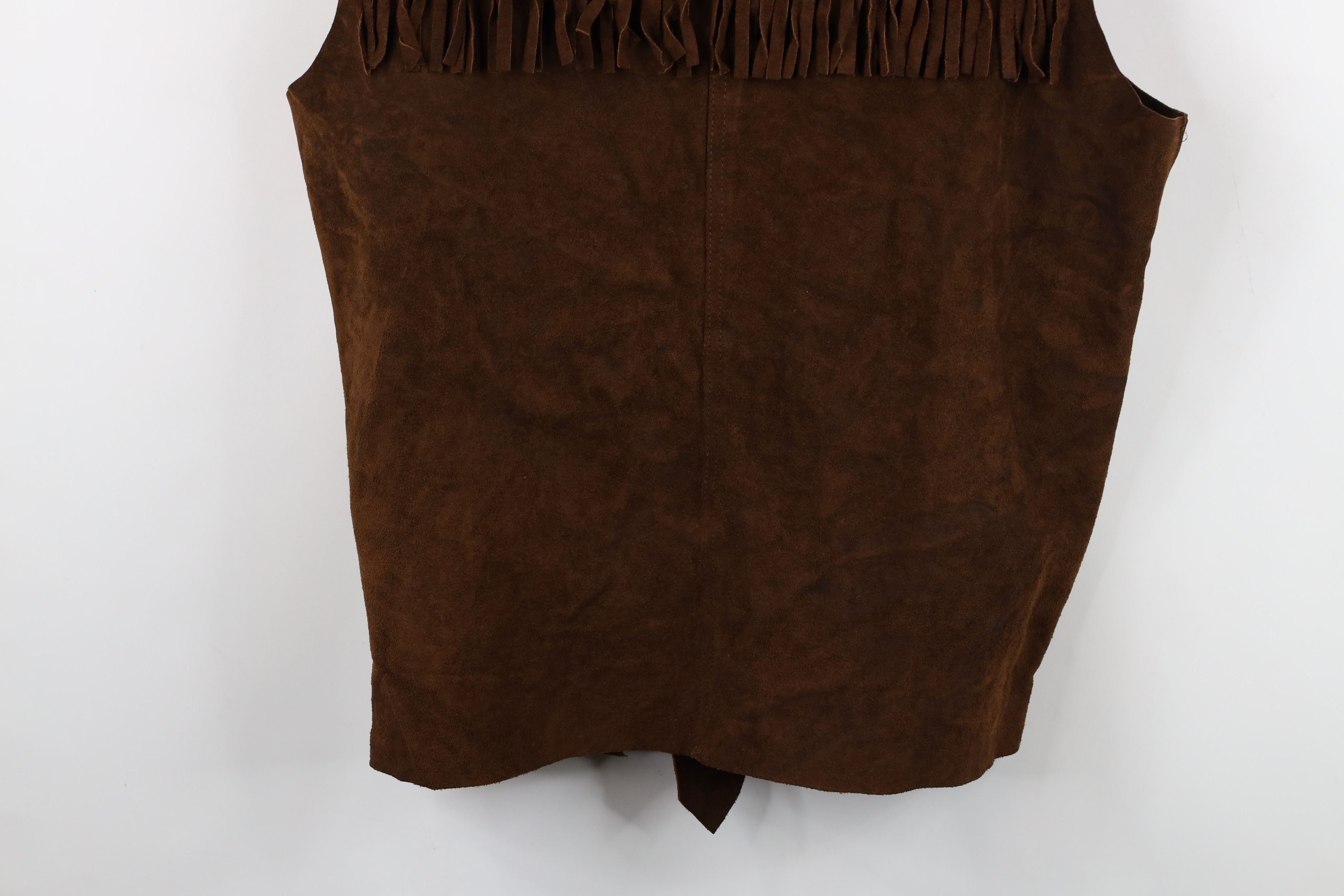 Vintage Vintage 60s 70s Boho Chic Belted Fringed Suede Leather Vest Size L / US 10 / IT 46 - 13 Thumbnail