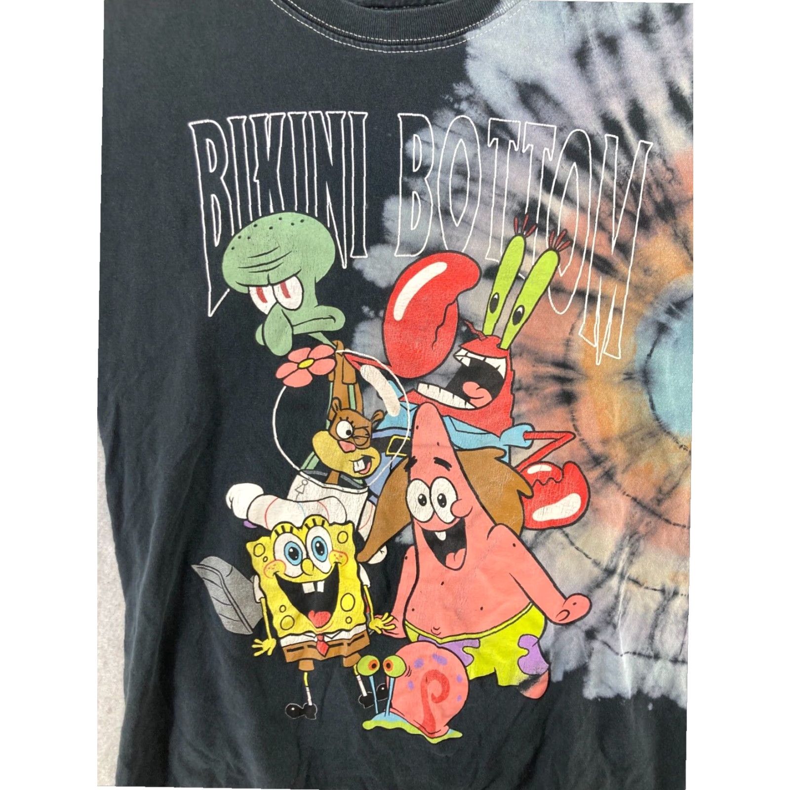 Nickelodeon Nickelodeon Mens Graphic Print T-Shirt Medium Black Tie Dye Bikini Bottom Cartoon Size US M / EU 48-50 / 2 - 4 Thumbnail