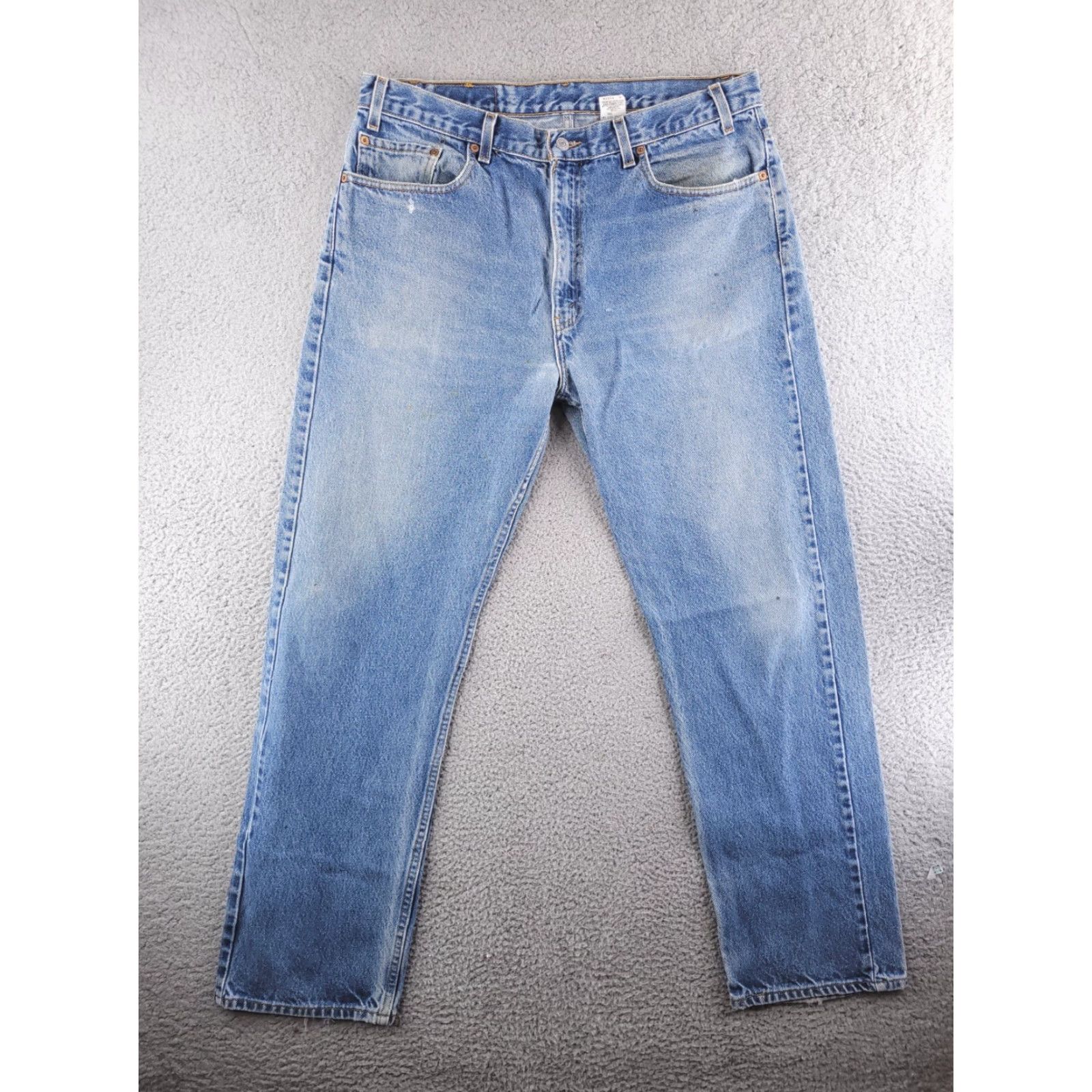 Levi's VINTAGE Levi's Jeans Mens 505 Straight 36x32 Blue Medium Wash Distressed Denim Regular Fit Button Size US 36 / EU 52 - 7 Thumbnail