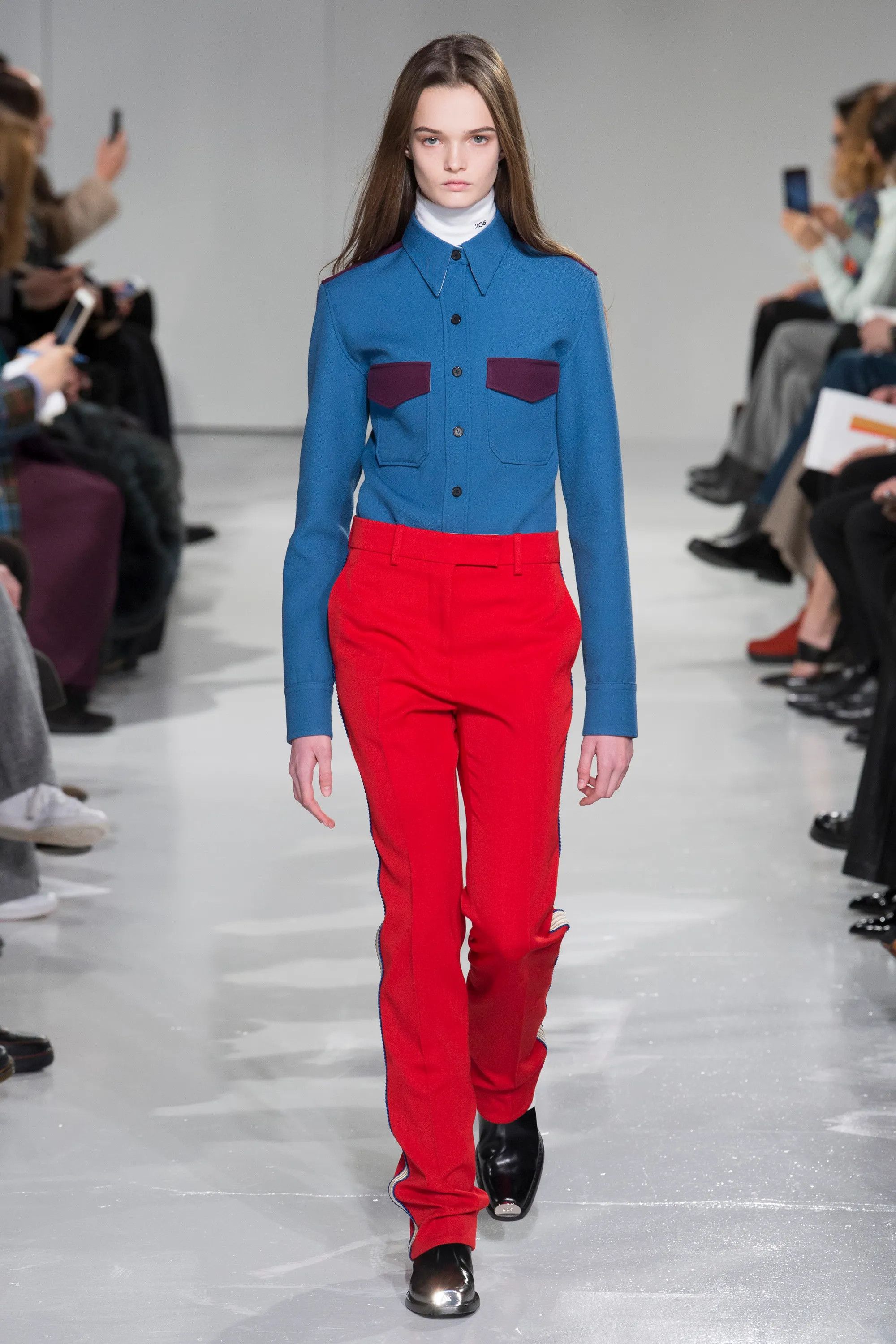 Calvin Klein 205W39NYC F/W 2017 Runway Blue Wool Cowboy Western Shirt Size S / US 4 / IT 40 - 9 Thumbnail
