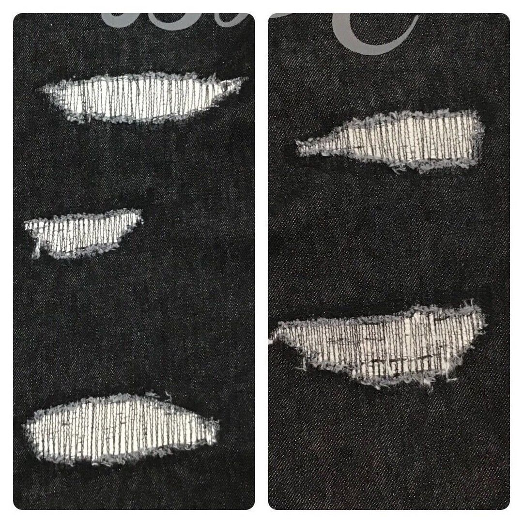 Bape BAPE LOGO DAMAGED Black Denim Pants a bathing ape ★size L Size US 34 / EU 50 - 3 Thumbnail