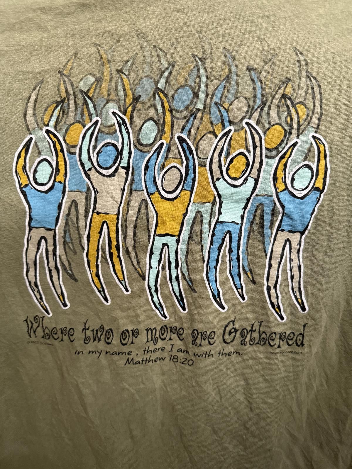 Gildan VTG Christian T-shirt Matthew 18:20 Tee Where Two or More -M Size US M / EU 48-50 / 2 - 3 Thumbnail