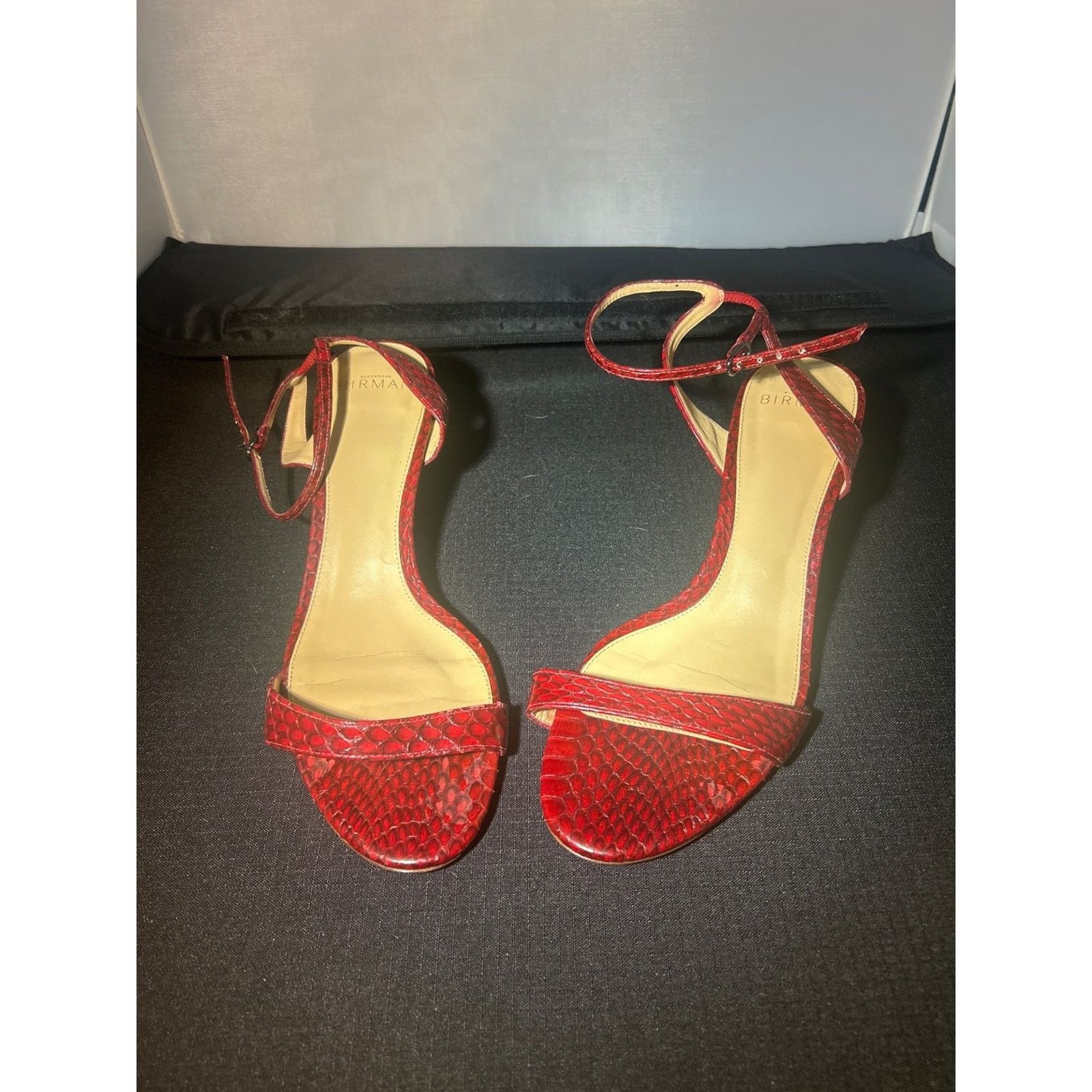 Alexandre Birman Alexandre Birman Red Snakeskin Embossed Leather Kitten 39 Size US 9 / IT 39 - 1 Thumbnail