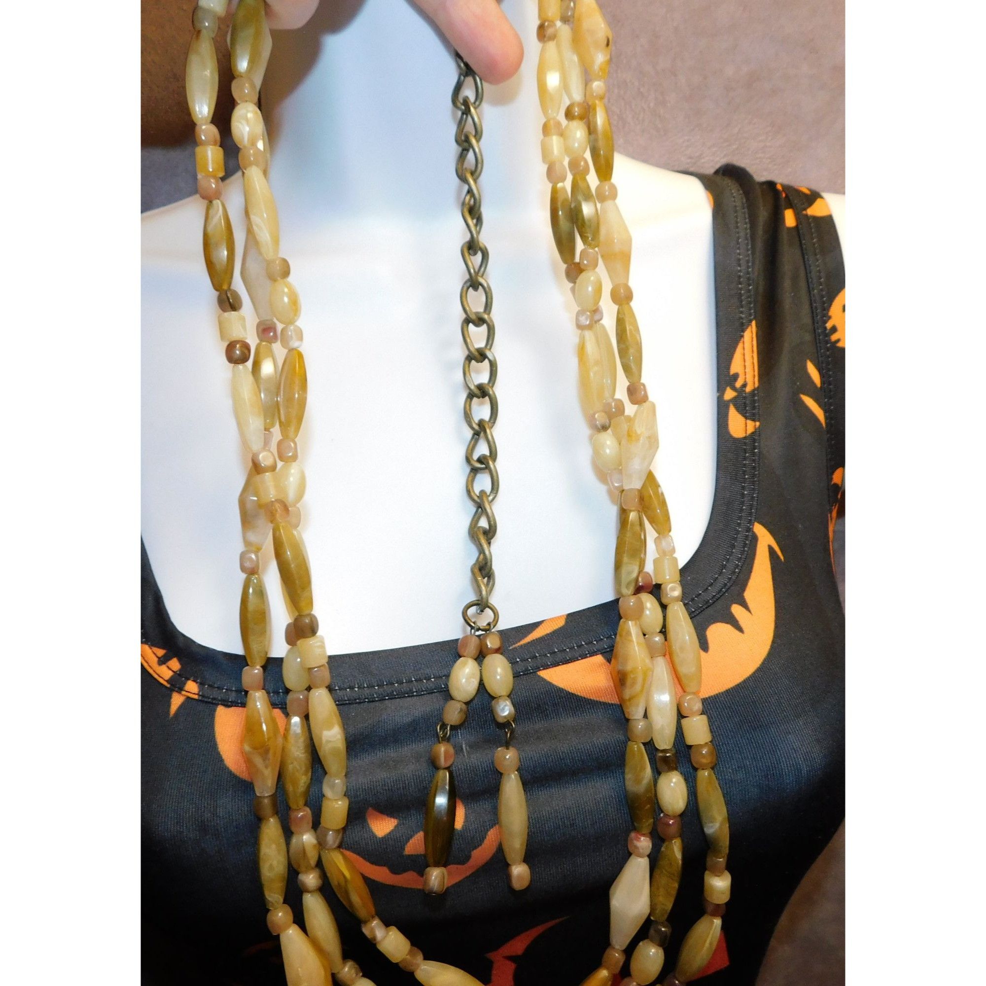 Other Retro Bohemian Faux Agate Beaded Layered Necklace Size ONE SIZE - 3 Thumbnail
