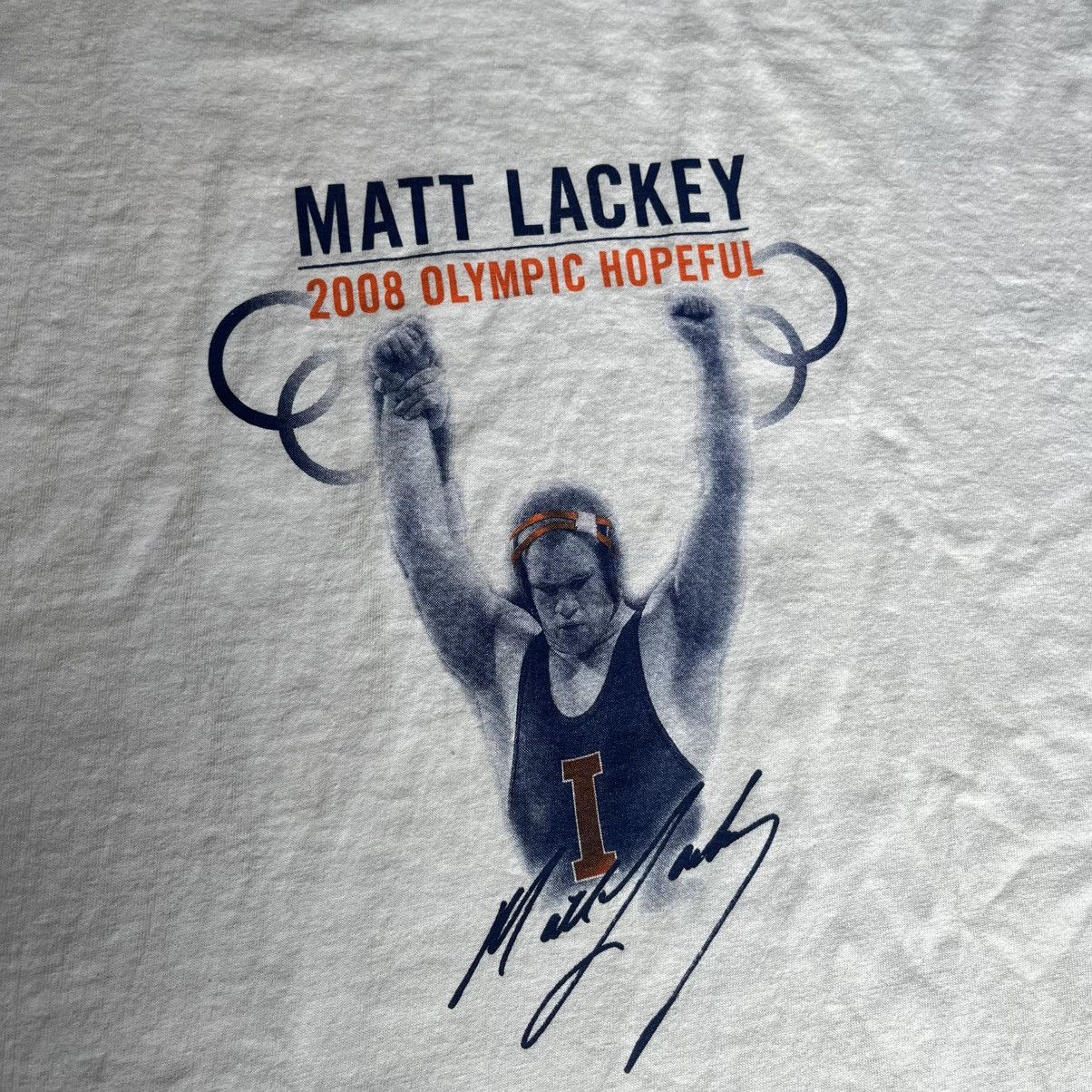 Vintage Vintage 2000s Matt Lackey Illinois Wrestling Signed Logo Tee Size US XL / EU 56 / 4 - 3 Thumbnail