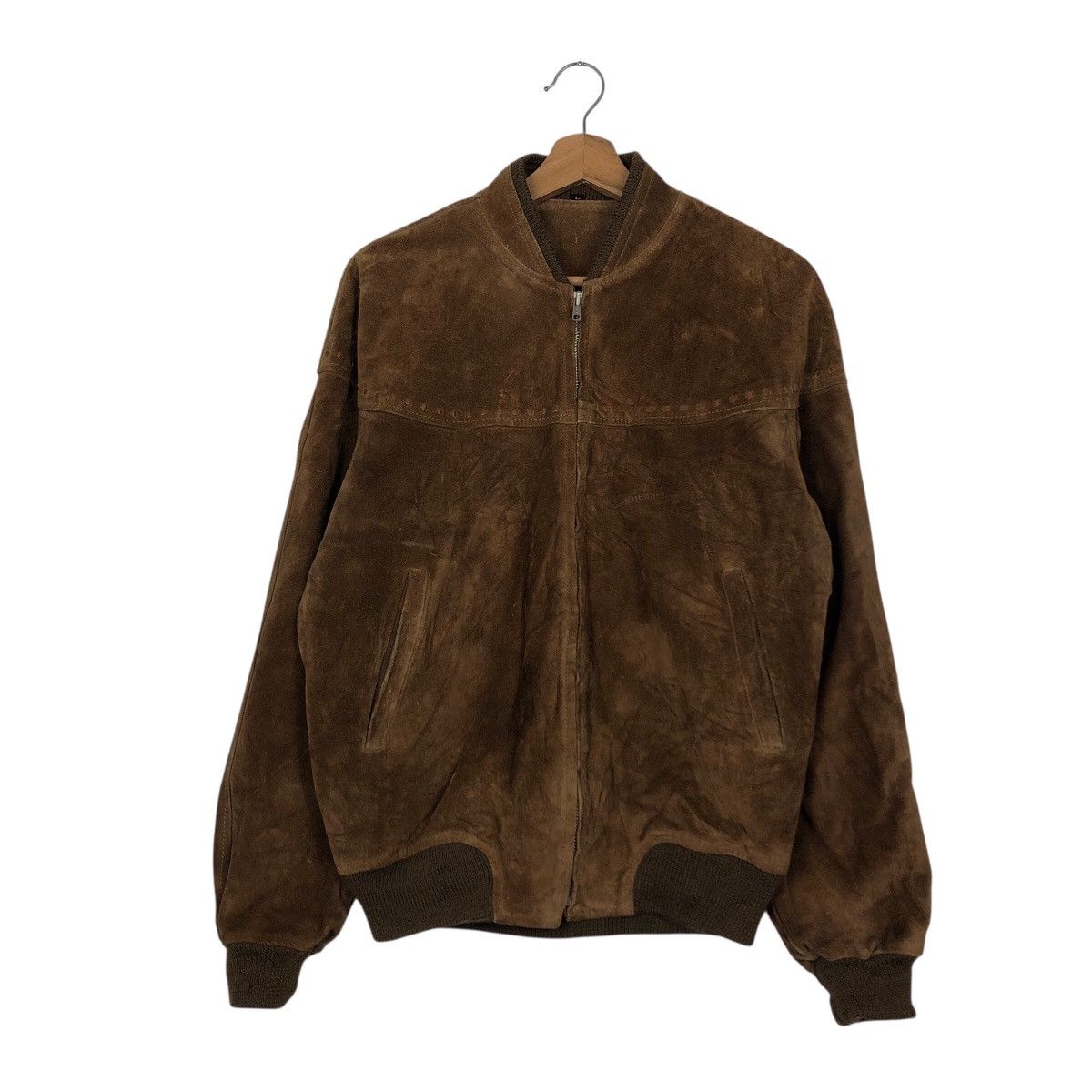 Japanese Brand 90s Suede Genuine Leather MA-1 Style Bomber Issey Miyake Size US L / EU 52-54 / 3 - 2 Thumbnail