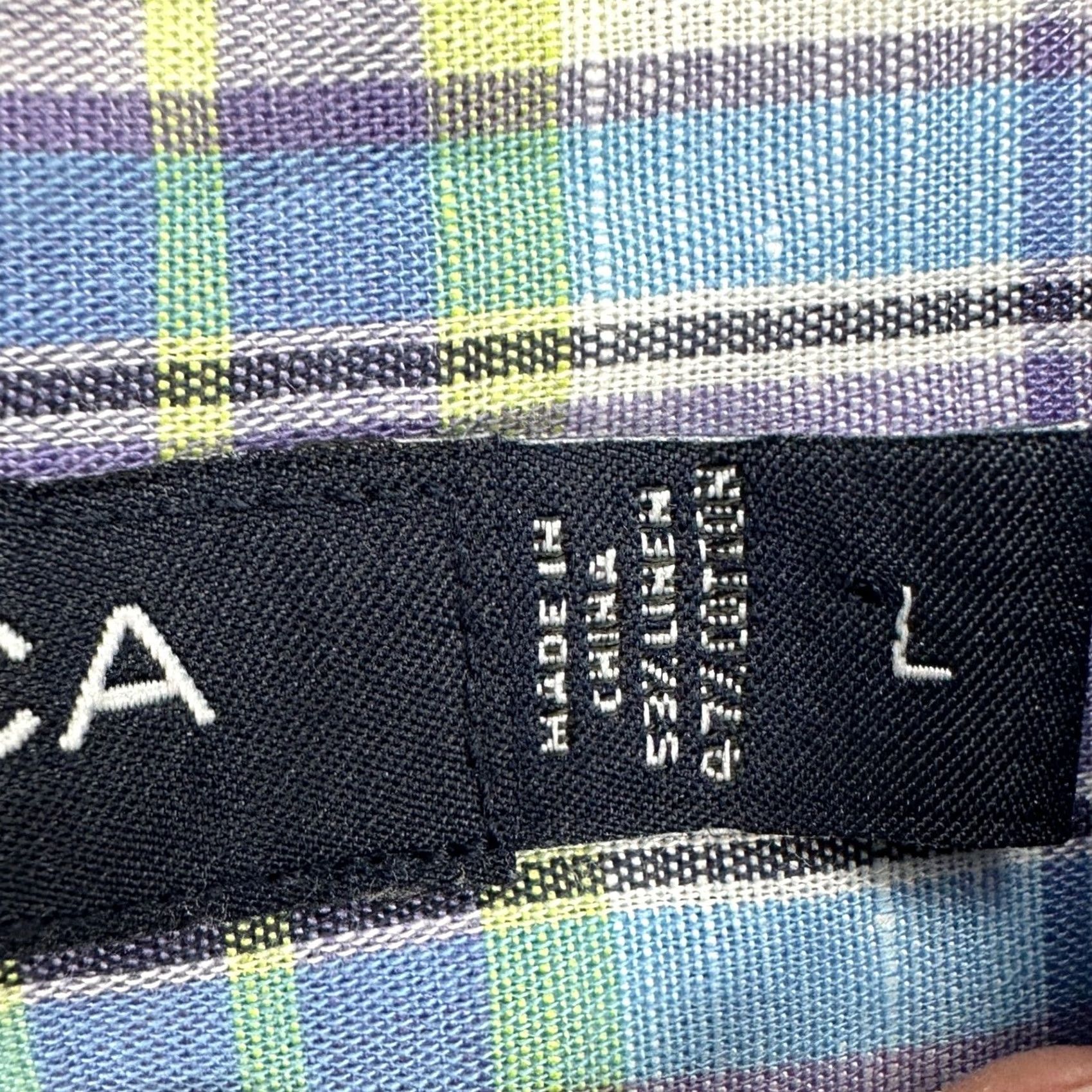 Nautica Nautica Button-Up Shirt Men Large Purple Blue Plaid Short Sleeve Linen Blend Cotton Linen Microfiber Breathable Button-Down Collared Pocket? Size US L / EU 52-54 / 3 - 5 Thumbnail