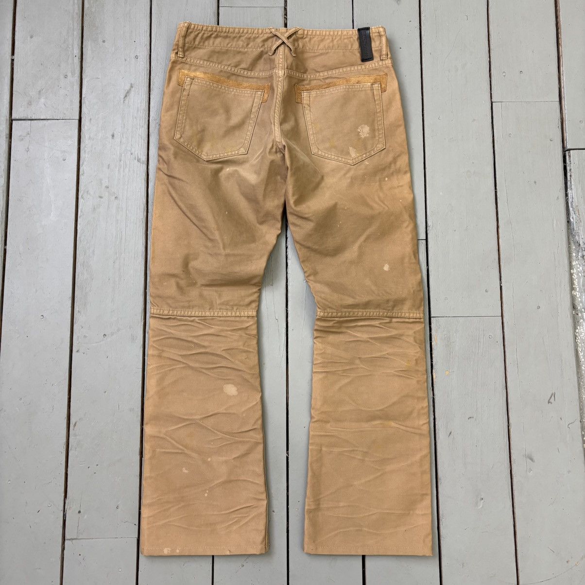 Isamu Katayama Backlash Leather Repair Bootcut Pants Size US 31 - 6 Thumbnail