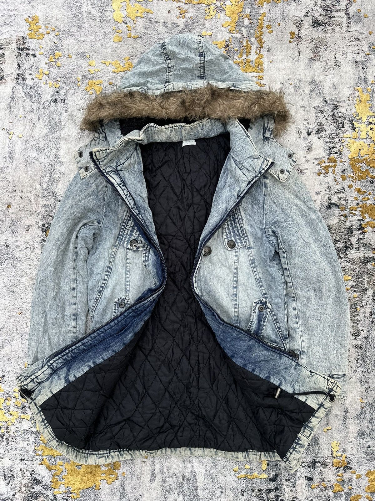 Beauty Beast WASHED DENIM FUR JACKET JAPANESE Style Archive PERSODEA Size US L / EU 52-54 / 3 - 10 Thumbnail