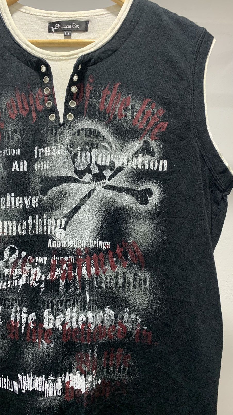 Le Grande Bleu (L.G.B.) Beaumont Carr Skull Poem Punk Sleeveless 80s Lgb Size US L / EU 52-54 / 3 - 4 Thumbnail