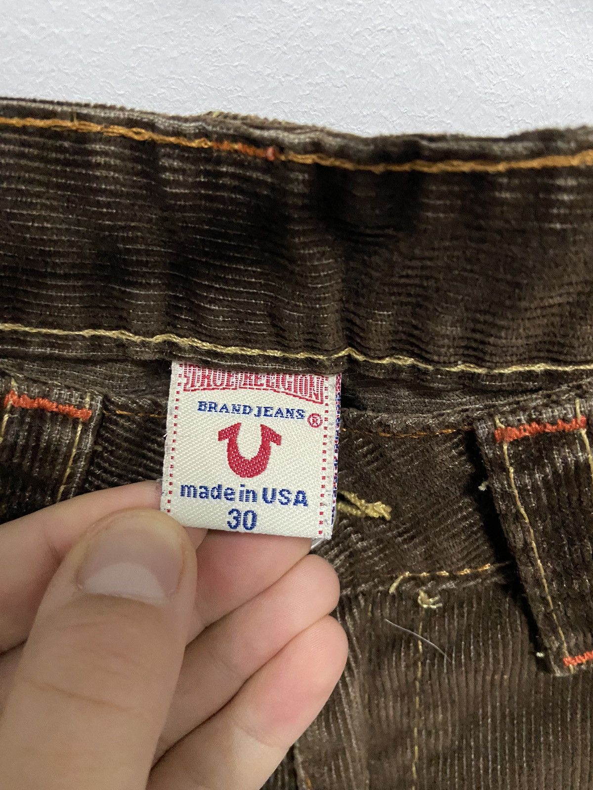 True Religion × Vintage True religion stitched flare jeans vintage logo corduroy Size 30" / US 8 / IT 44 - 6 Thumbnail
