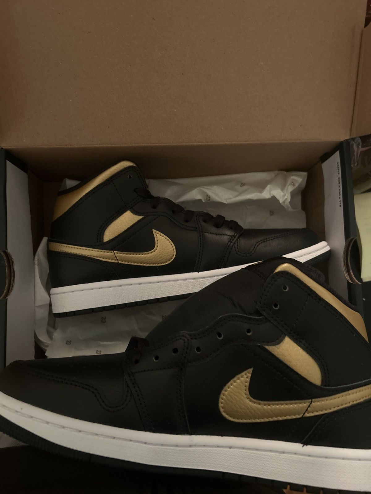 Jordan Brand Black and gold Air Jordan 1’s Mid Size US 8 / EU 41 - 2 Thumbnail