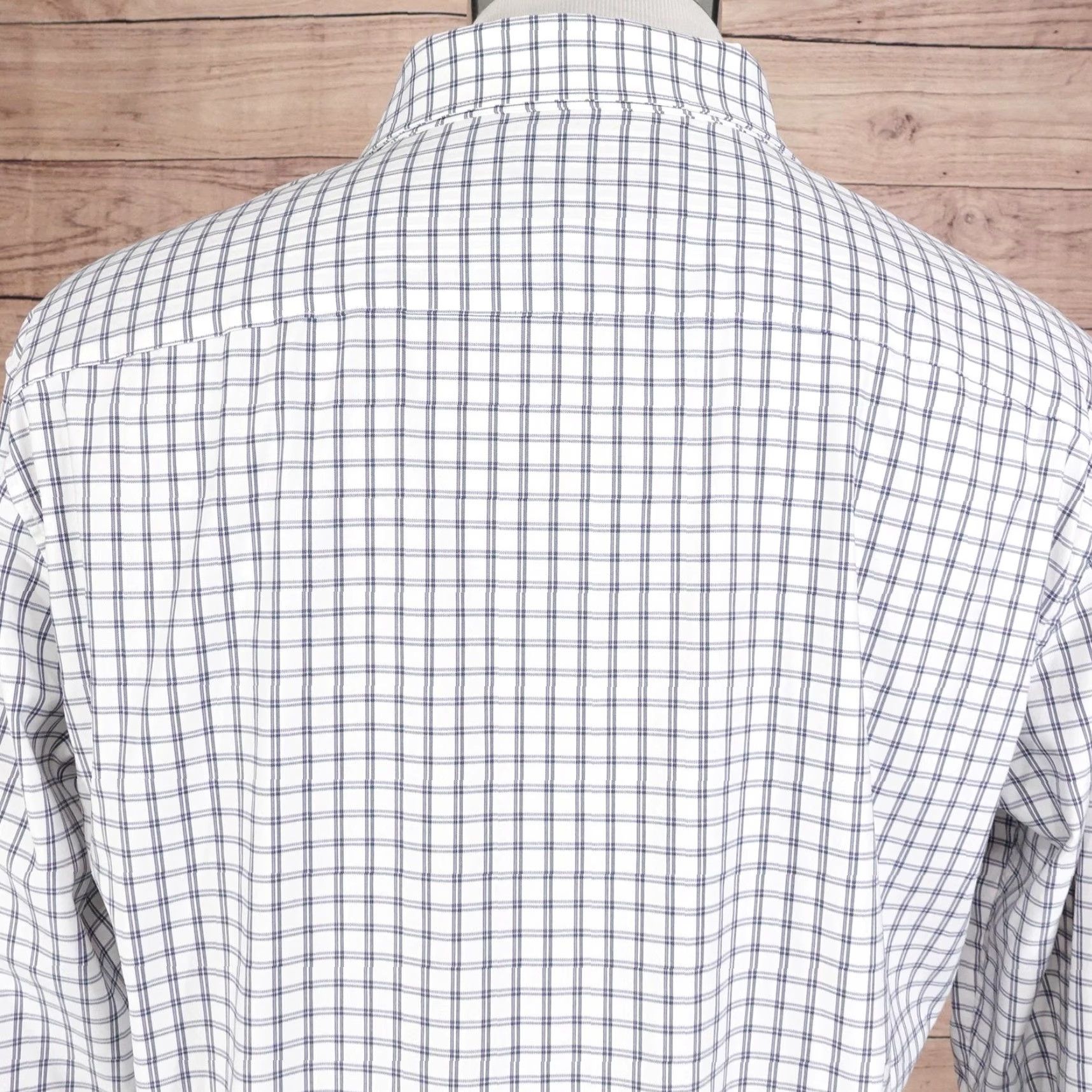 Bonobos Bonobos Shirt Mens Large White Blue Plaid Long Sleeve Tailored Fit Stretch Dress Size 42R - 5 Thumbnail