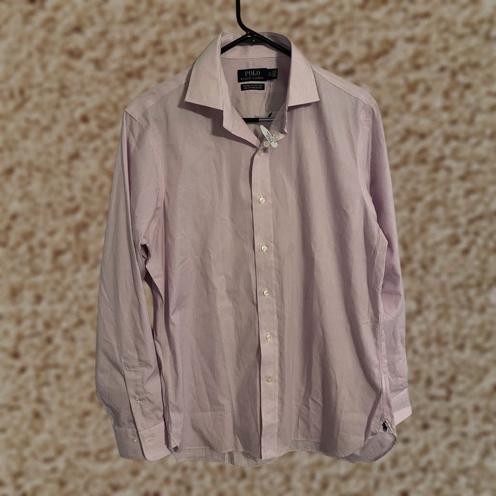 Polo Ralph Lauren Polo Ralph Lauren Mens Dress Shirt Classic Fit Easy Care Pink Stripe 15.5 34/35 New Size 42R - 1 Thumbnail