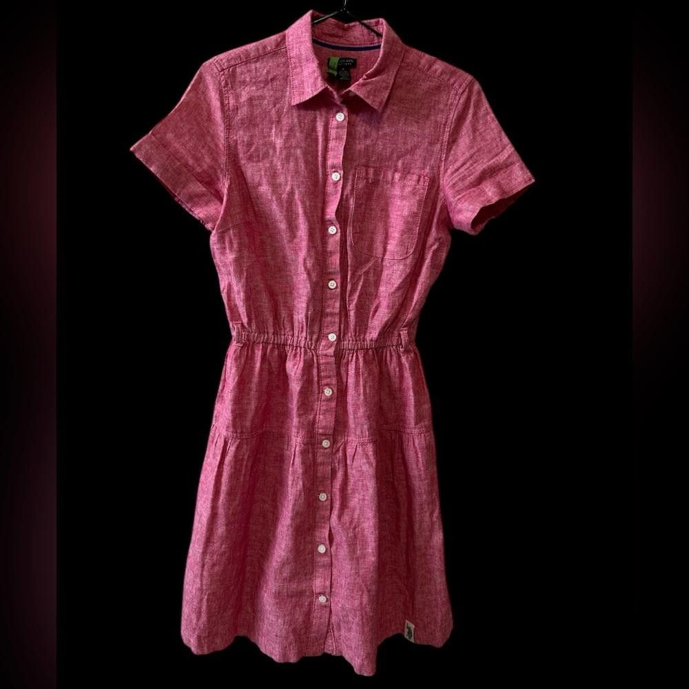 U.S. Polo Assn. U.S. Polo Assn. Pink Linen Button-Down Dress - Size Small Size S / US 4 / IT 40 - 1 Thumbnail