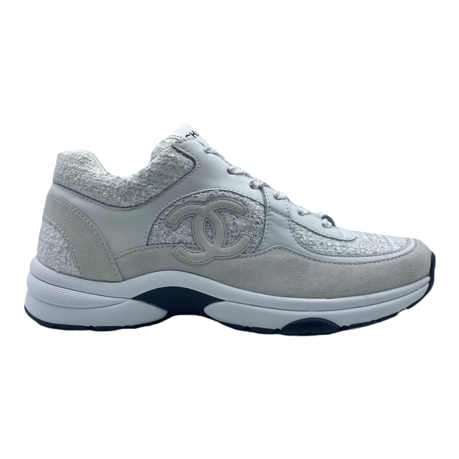 CC Logo Trainer Low Quilted Glitter White