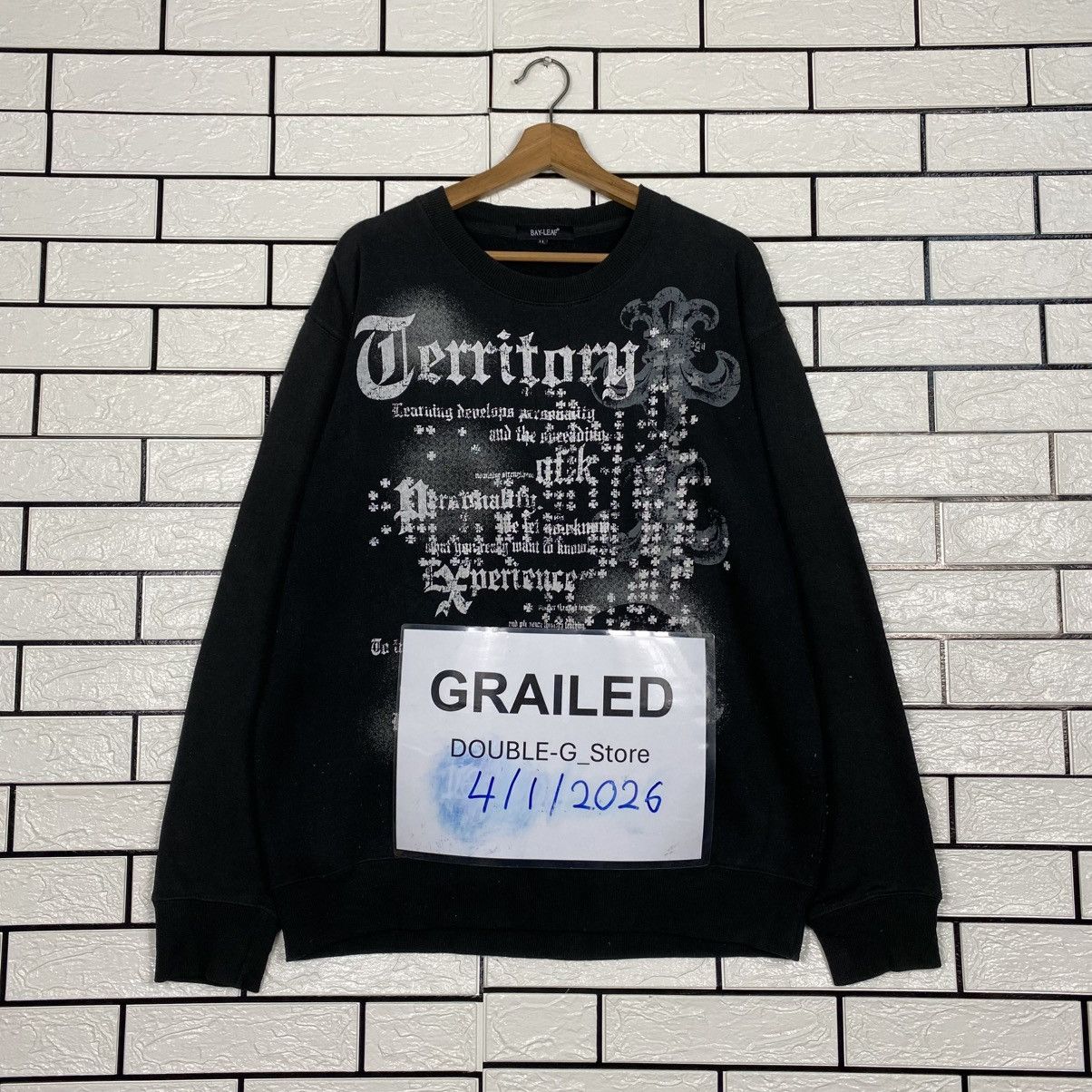 Japanese Brand 📌Vintage Sweatshirt Bay-Leaf Overprint Punk Design Size US L / EU 52-54 / 3 - 1 Thumbnail