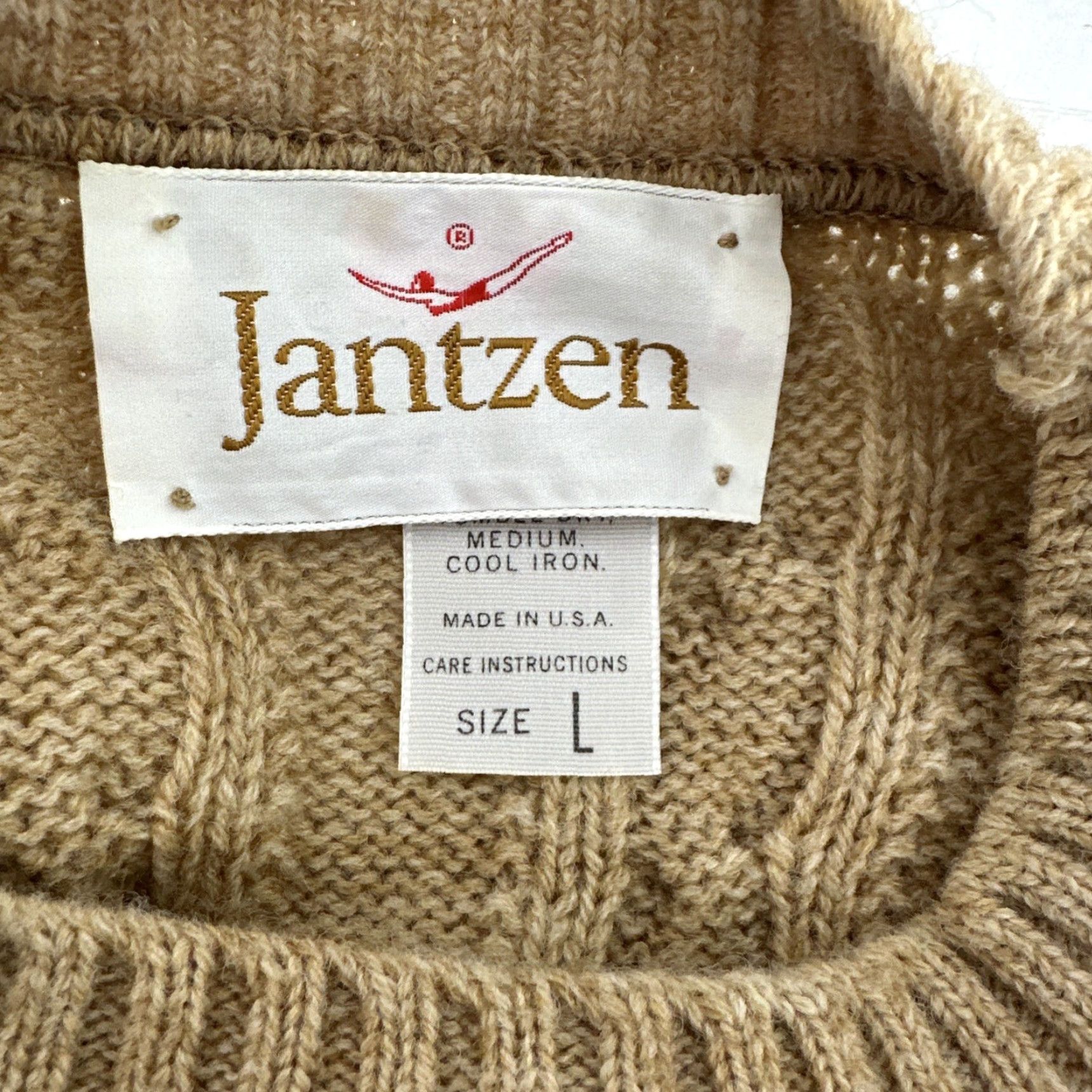 Jantzen VINTAGE Jantzen Sweater Cable-Knit Beige Brown Wool Mens Medium USA S13 Size US M / EU 48-50 / 2 - 3 Thumbnail