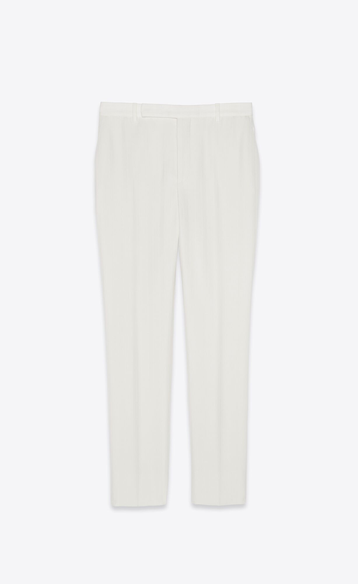 Saint Laurent Paris o1s1wg111124 Fitted Pants in Striped Wool in White Size US 34 / EU 50 - 1 Thumbnail