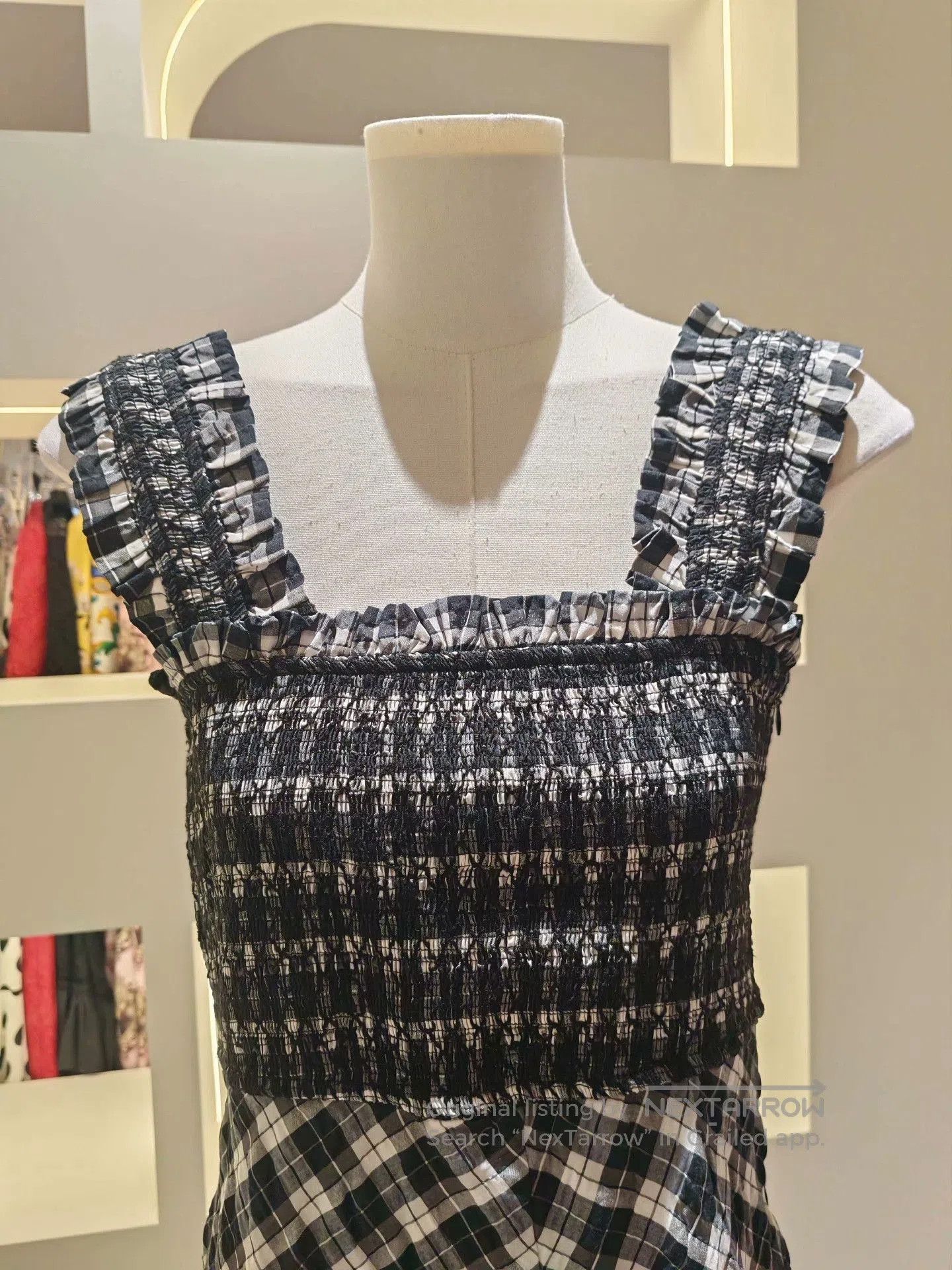 Ganni Ganni Black White Check Slip Dress. Size XXS / US 00 / IT 34 - 8 Thumbnail