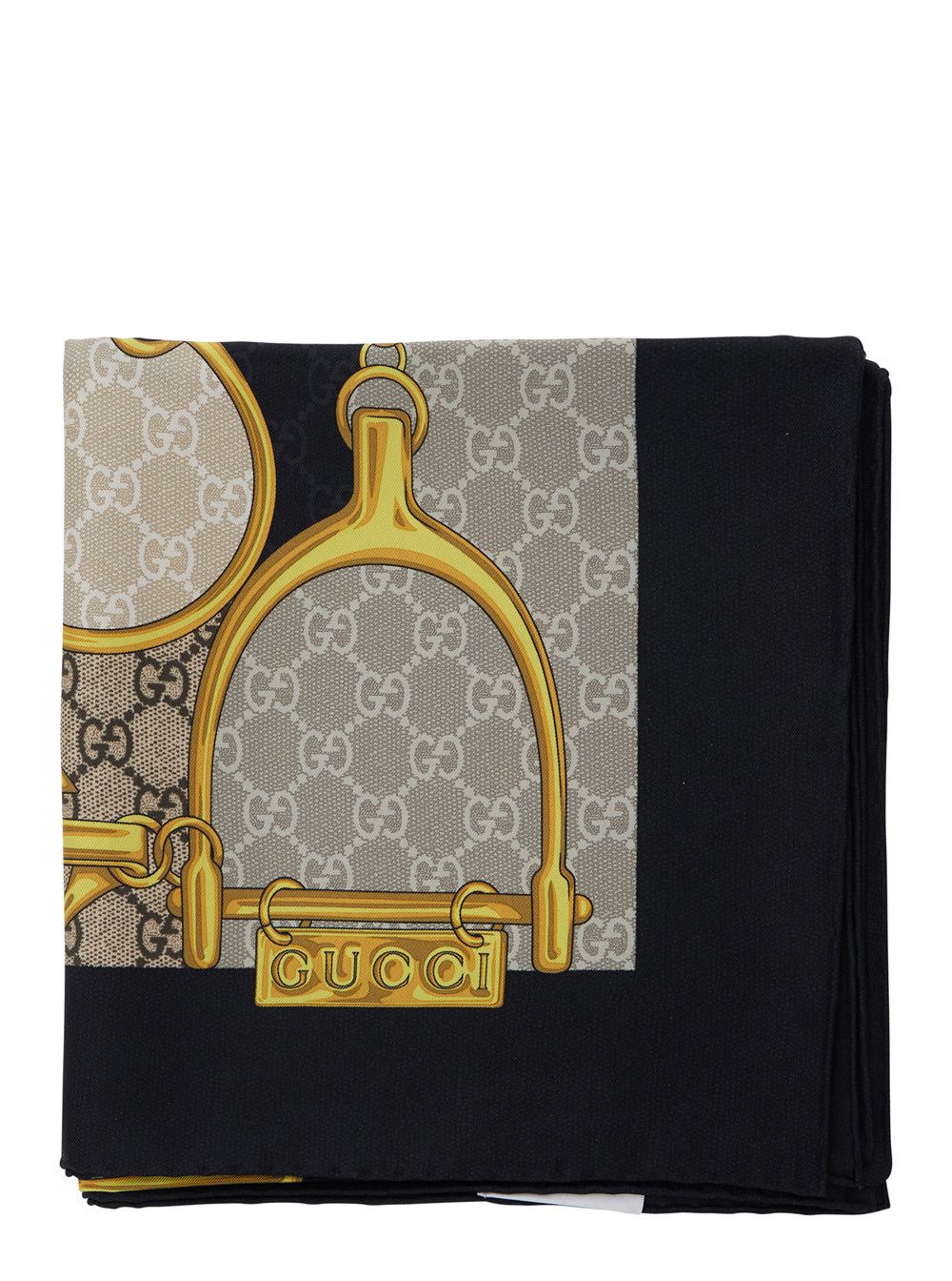 Gucci Multicolor Square Scarf with Horsebit Print in Silk for Women Size ONE SIZE - 1 Thumbnail