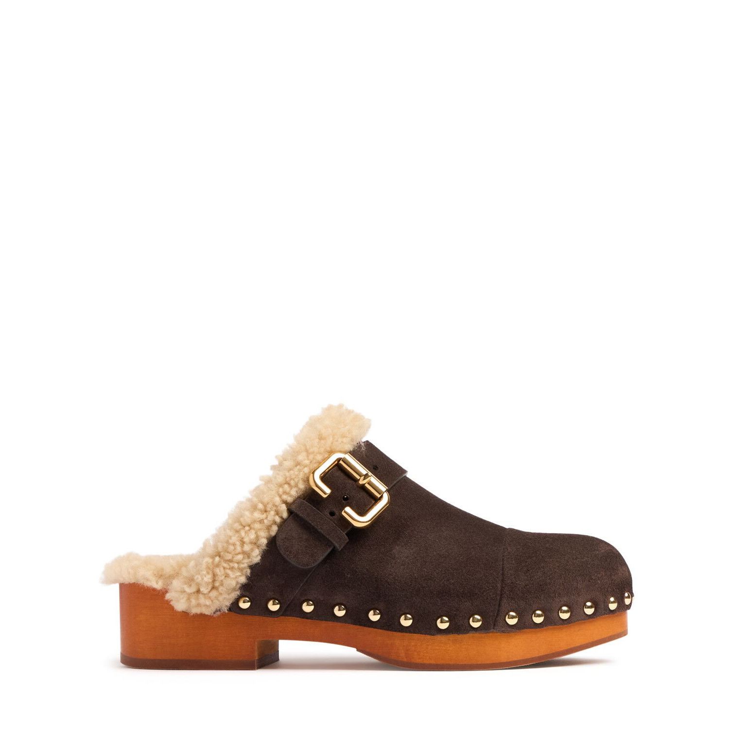 Chloe Jeannette Burnt Wood Suede Clogs New & Authentic (Euro