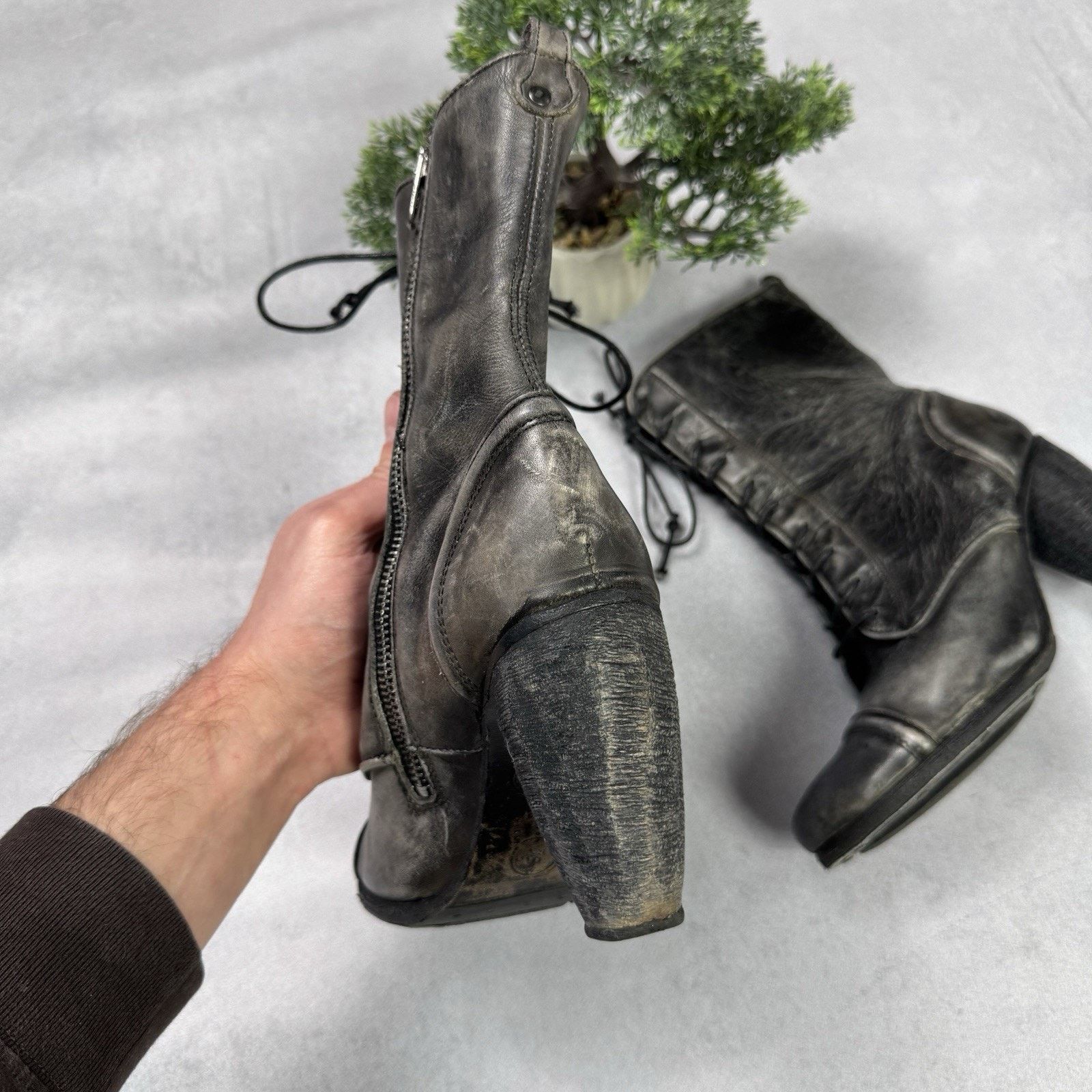 Allsaints All Saints Amarante Heel Distressed Leather Boots 39 US9 Size US 9 / IT 39 - 9 Thumbnail