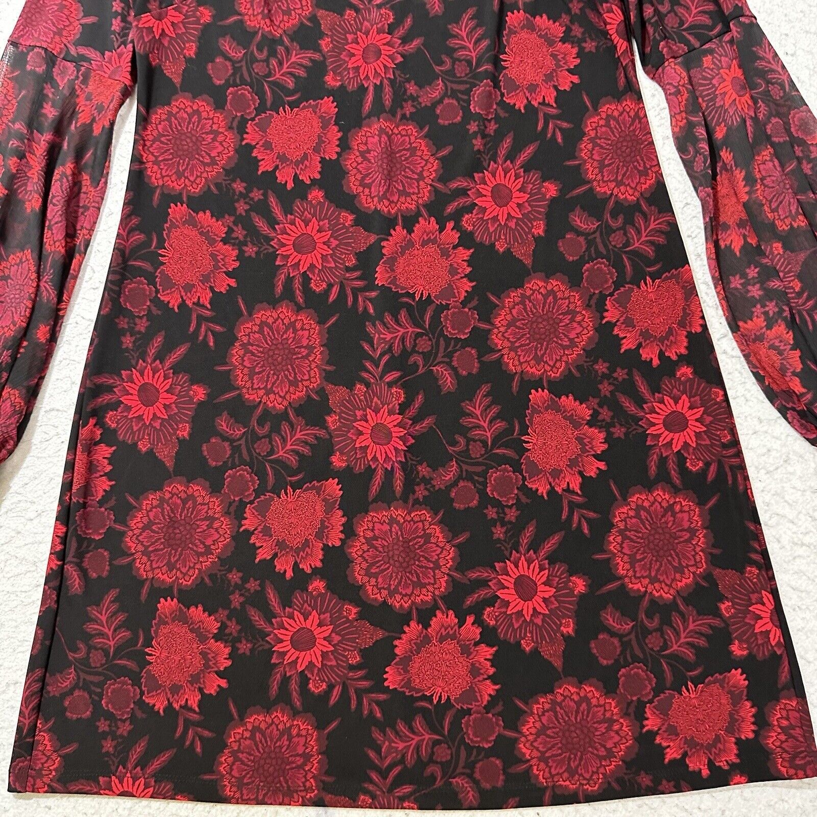 Tommy Hilfiger Tommy Hilfiger 8 A-Line Shift Black Red Floral Dress Size M / US 6-8 / IT 42-44 - 5 Thumbnail