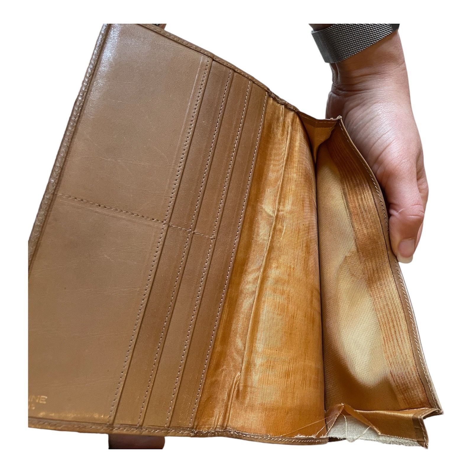 Celine Vintage Céline Macadam Checkbook Wallet Beige Size ONE SIZE - 11 Thumbnail
