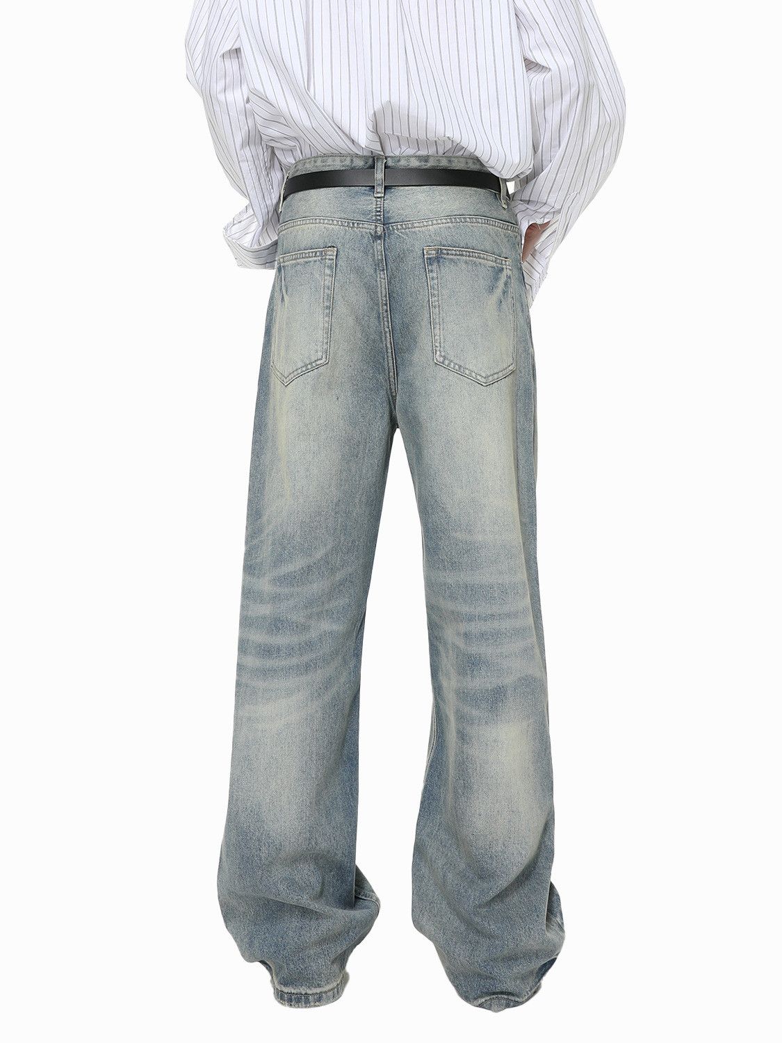 Vintage Vintage washed distressed whiskered straight wide-leg jeans Size US 32 / EU 48 - 4 Thumbnail