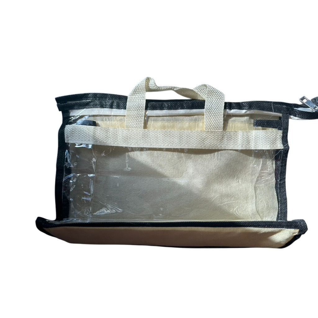 Other New Handbag with Handles and Zipper (Cream and Black Color) Size ONE SIZE - 1 Thumbnail