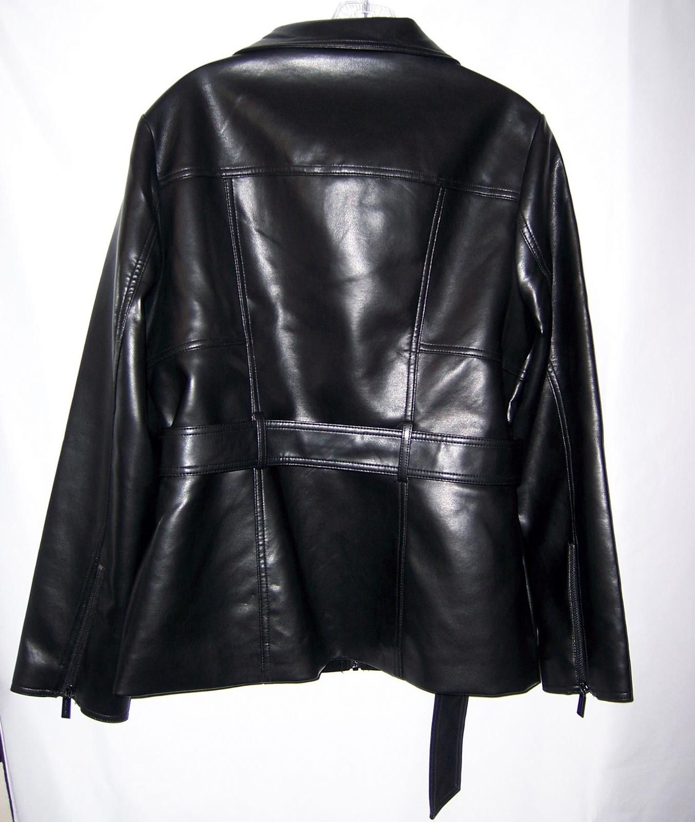 Kenneth Cole Kenneth Cole NY Faux Leather Belted Jacket - Women's L Size L / US 10 / IT 46 - 7 Thumbnail